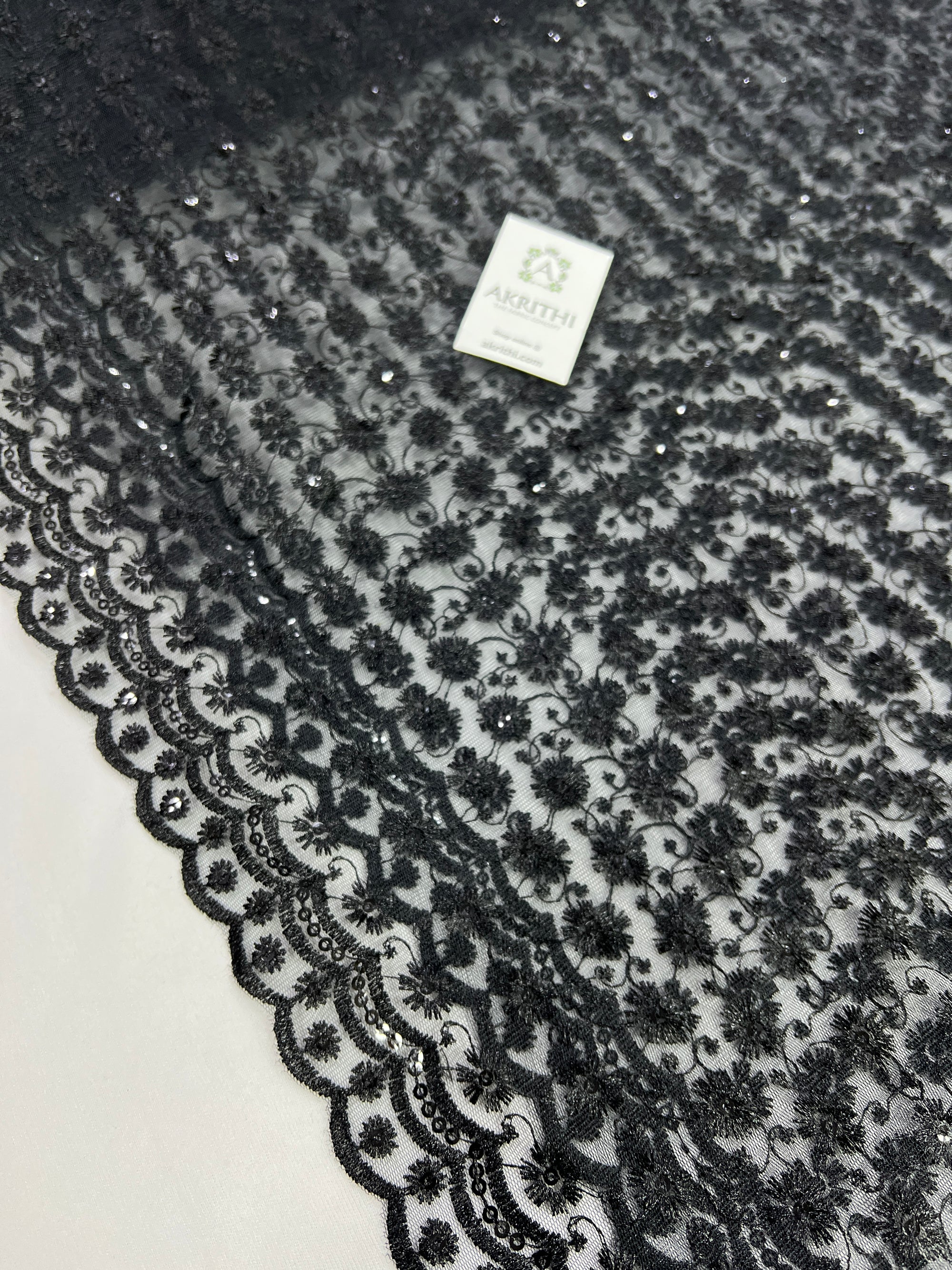 Embroidery on net fabric 80 cms cut