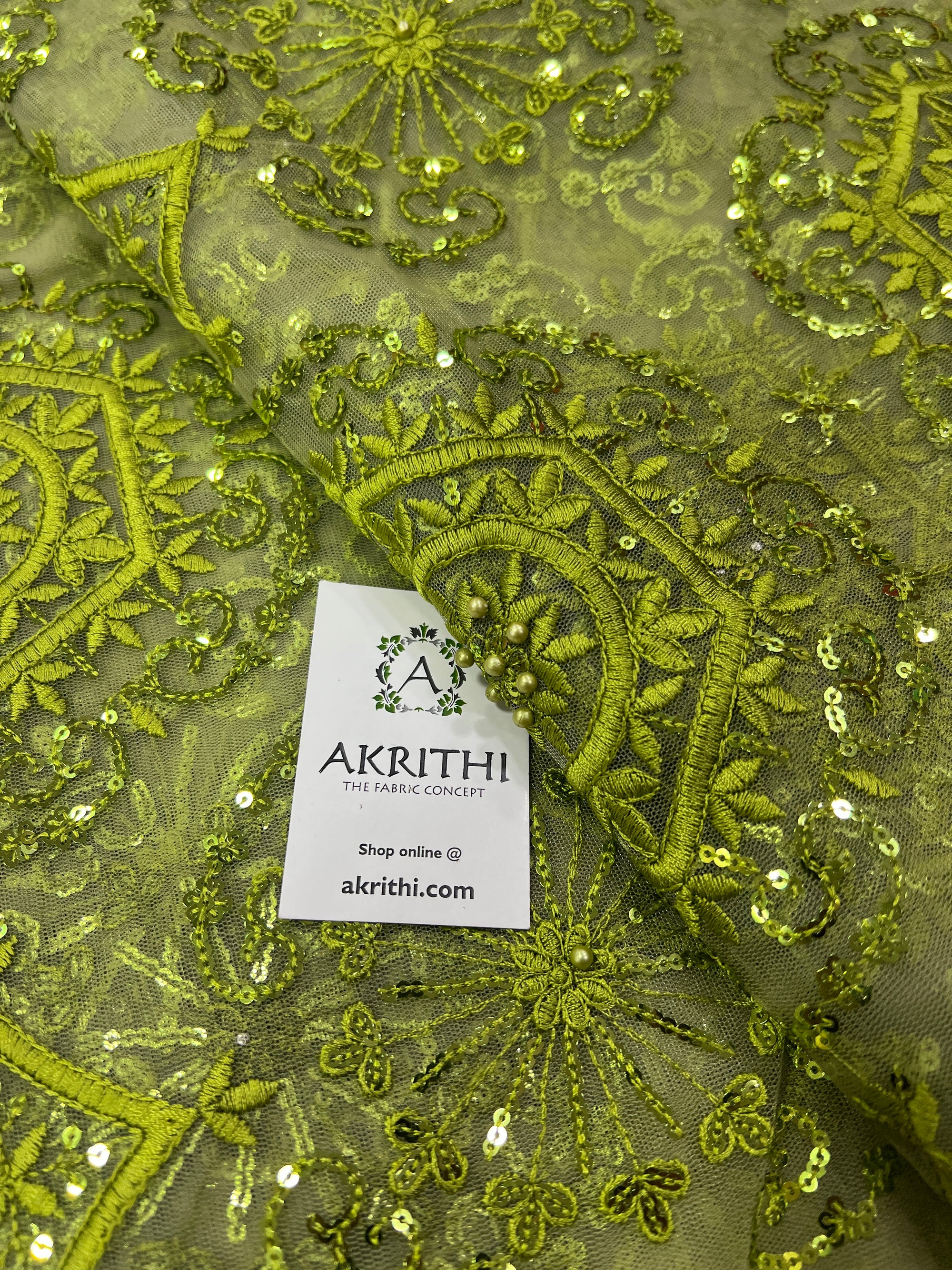 Embroidery on net fabric