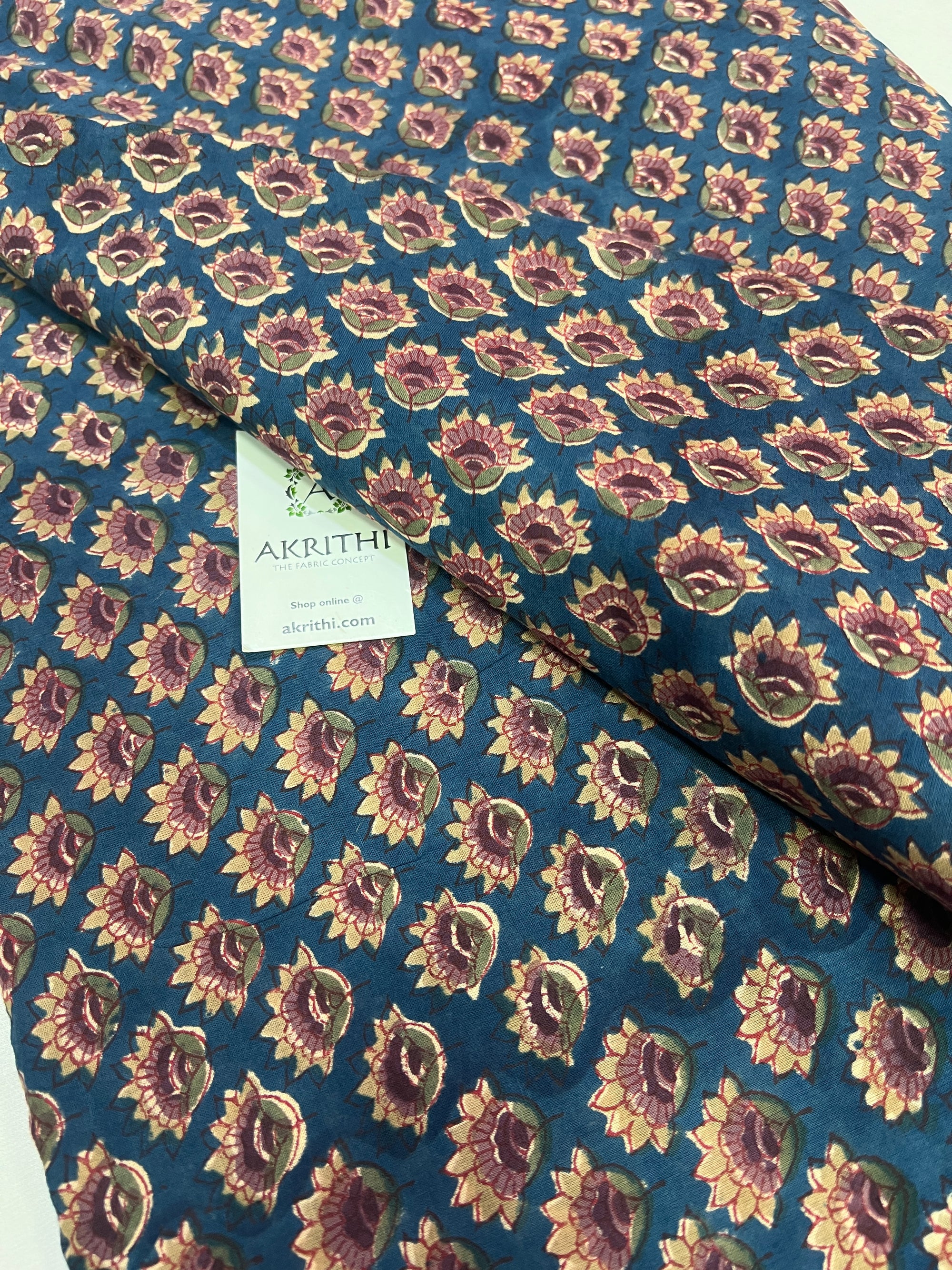 Hand block Printed pure mul cotton fabric