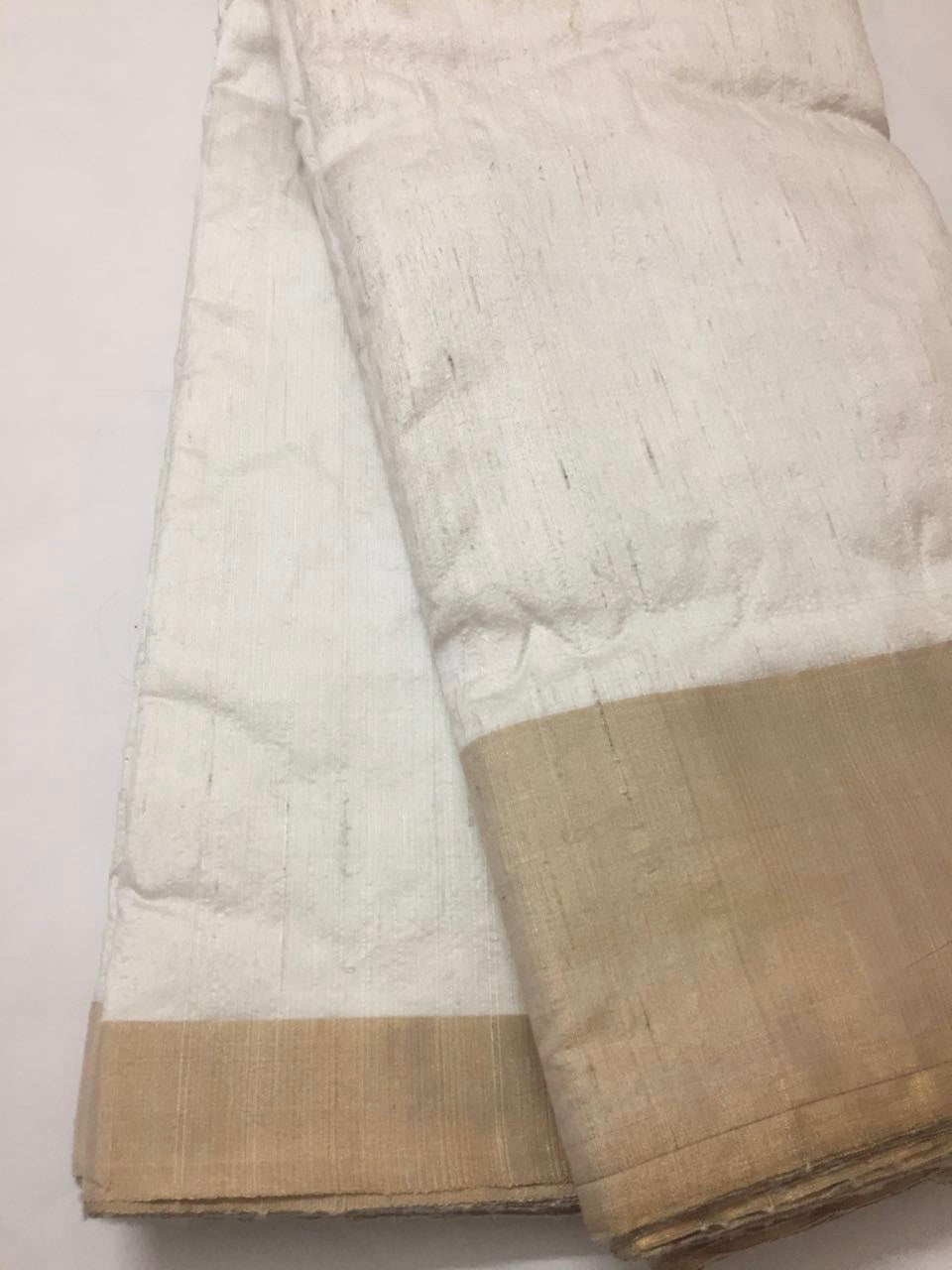 Pure raw silk with zari border