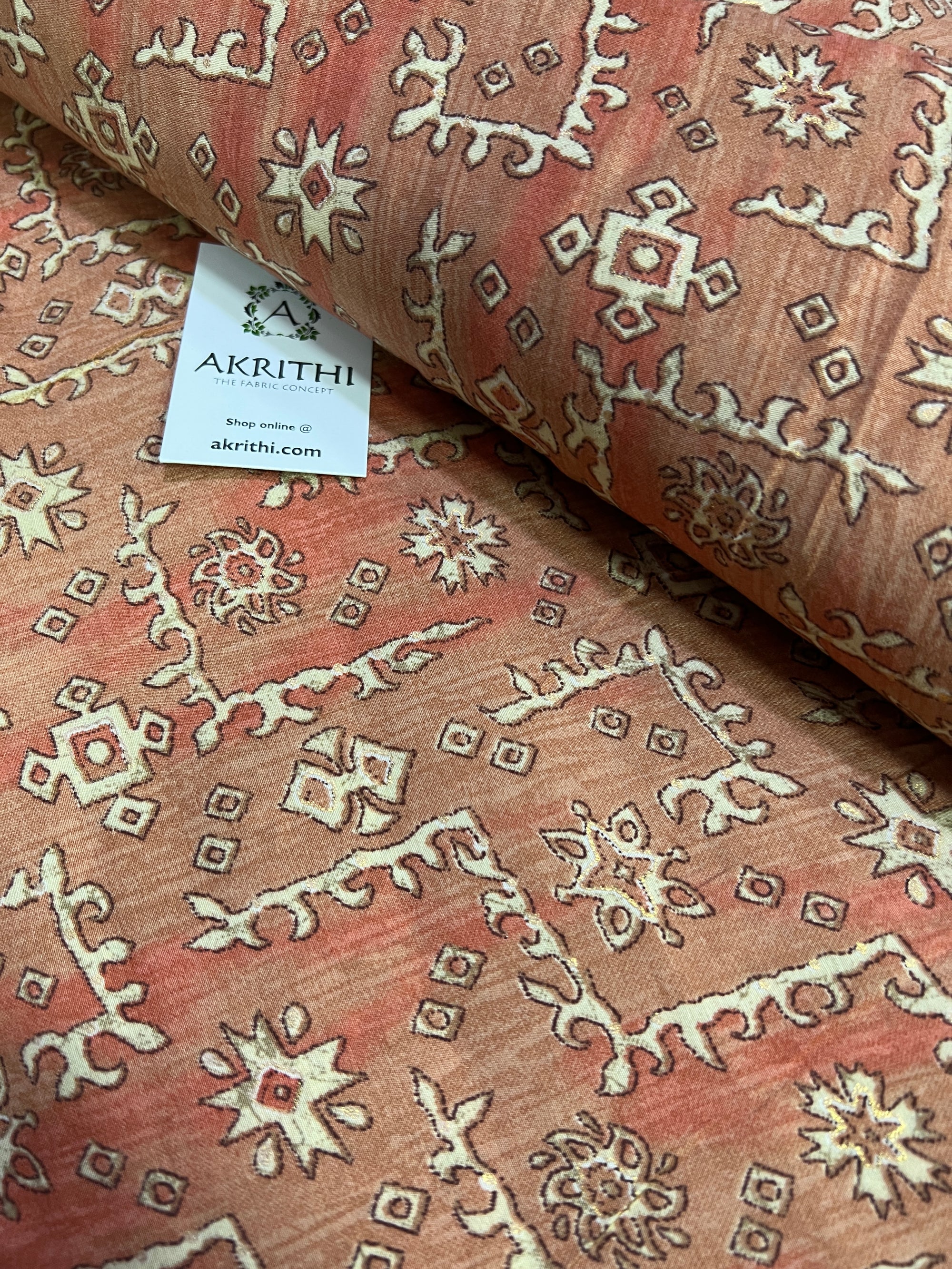 Printed silk fabric