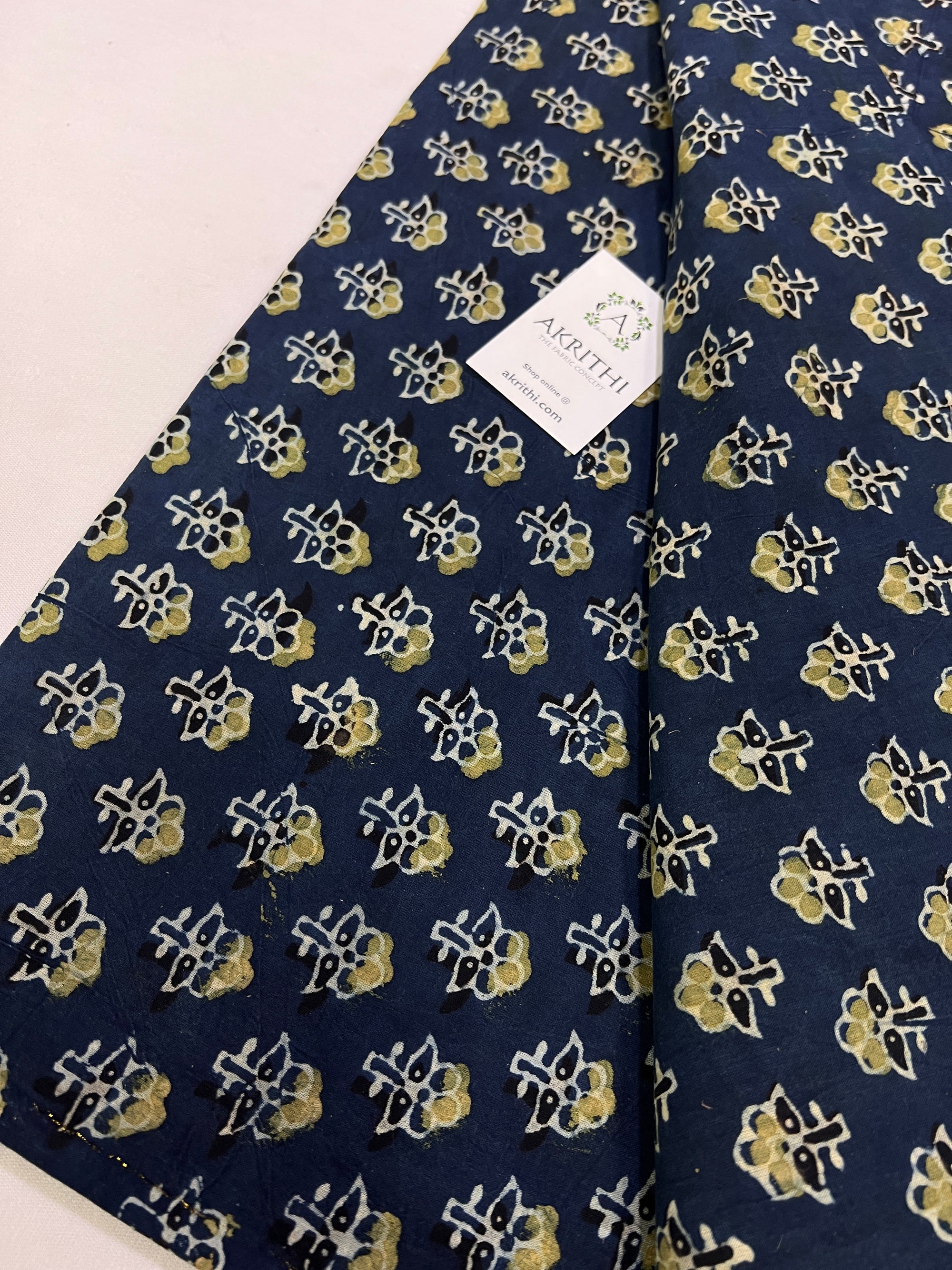Hand block Printed ajrakh pure cotton fabric 1.35 CM CUT