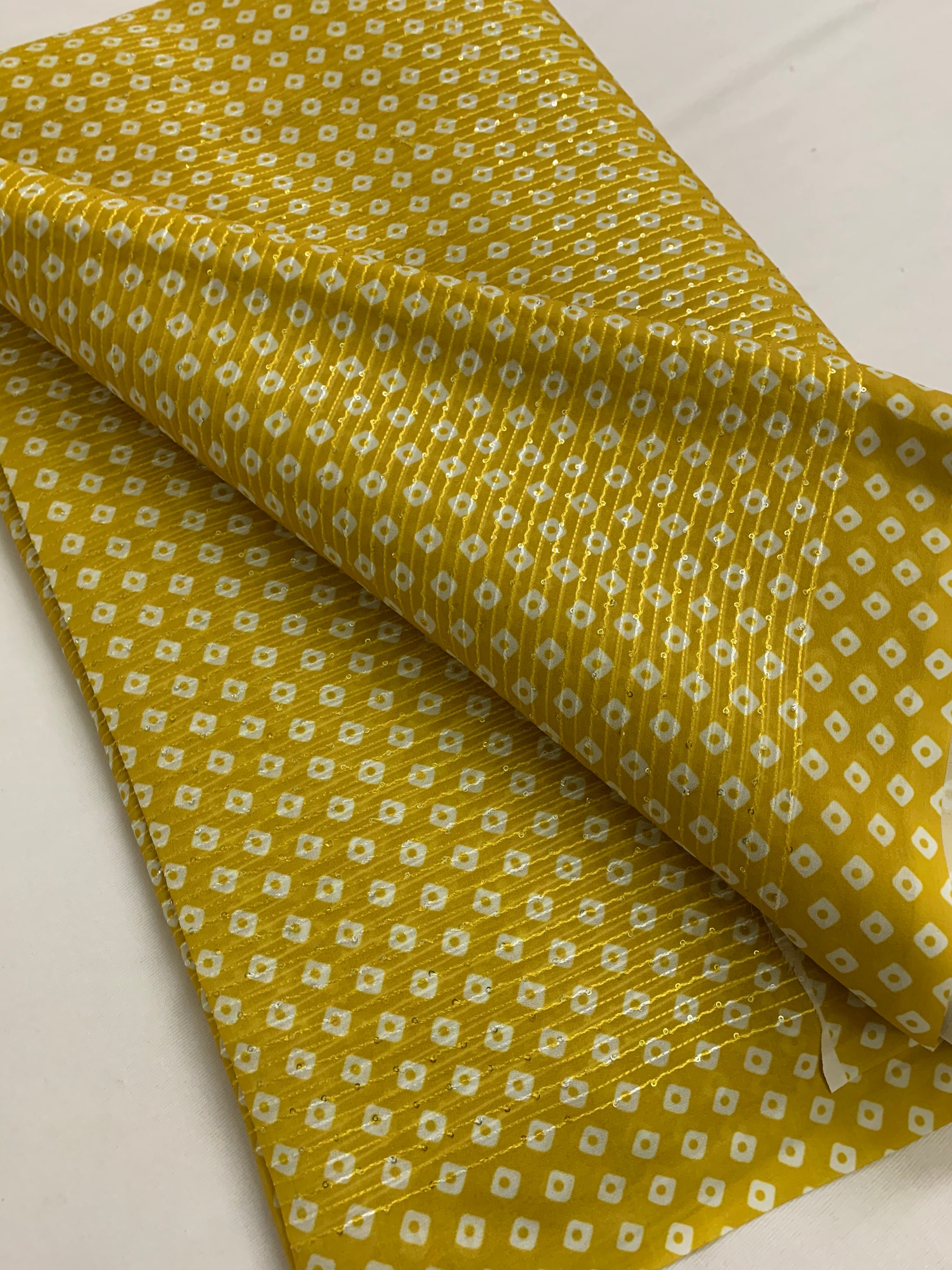 Embroidery on bandhani georgette fabric