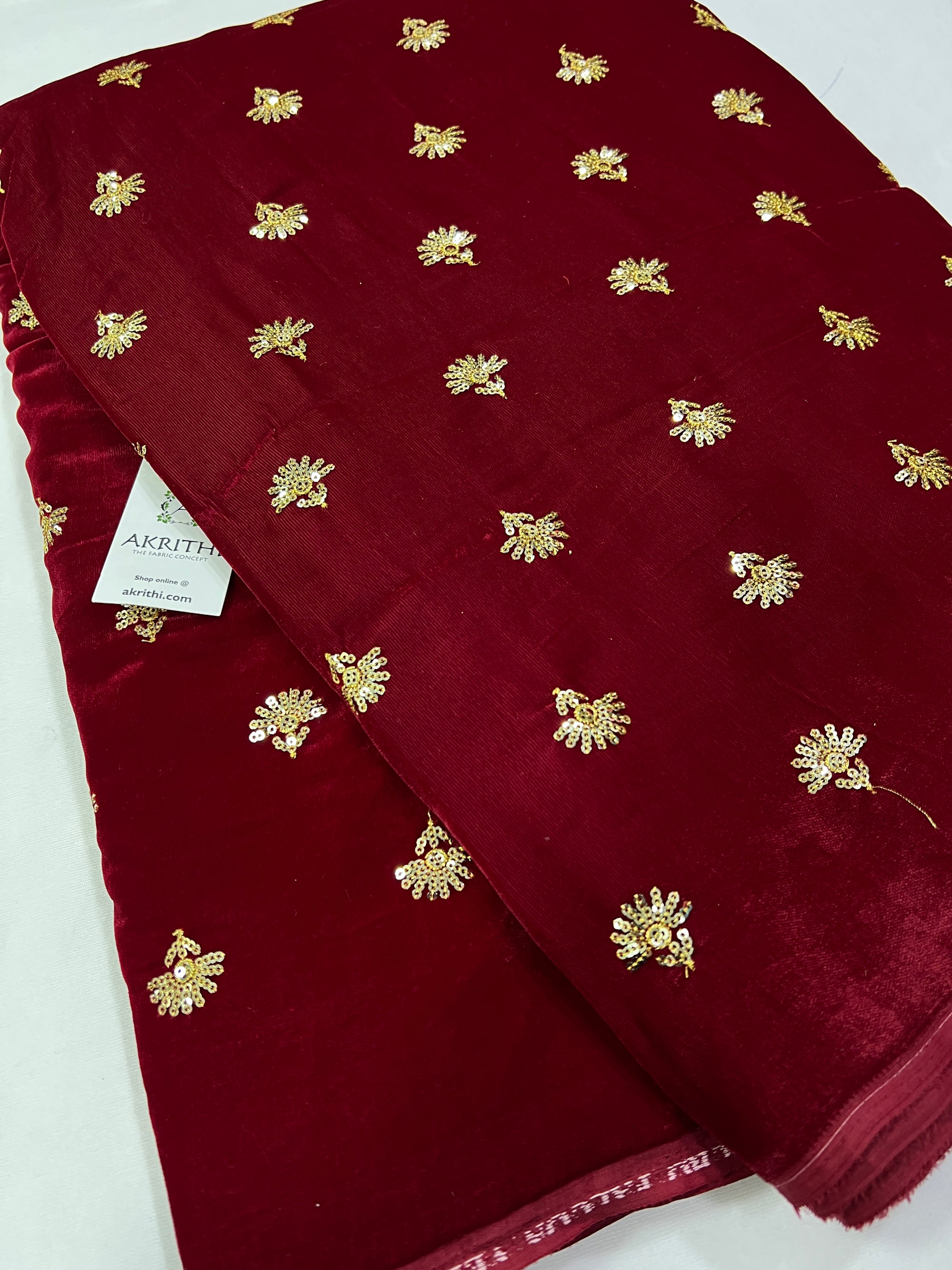 Embroidery on micro velvet fabric