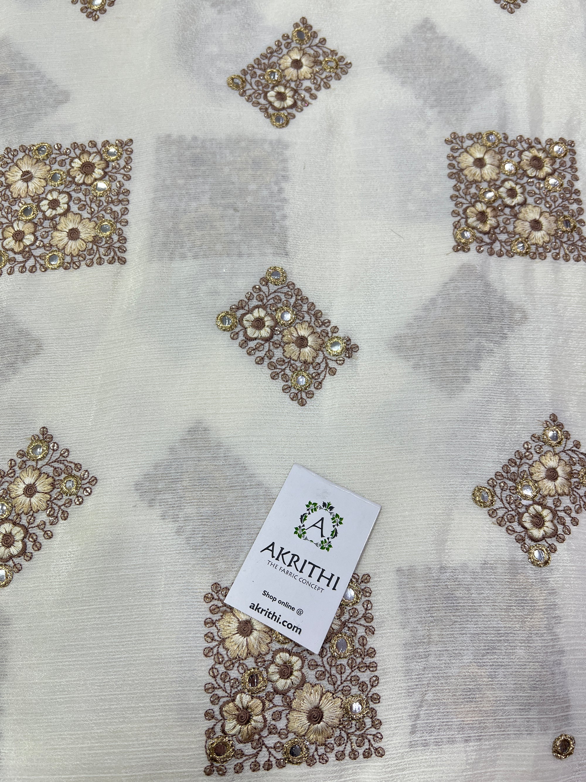 Embroidery on chinon fabric