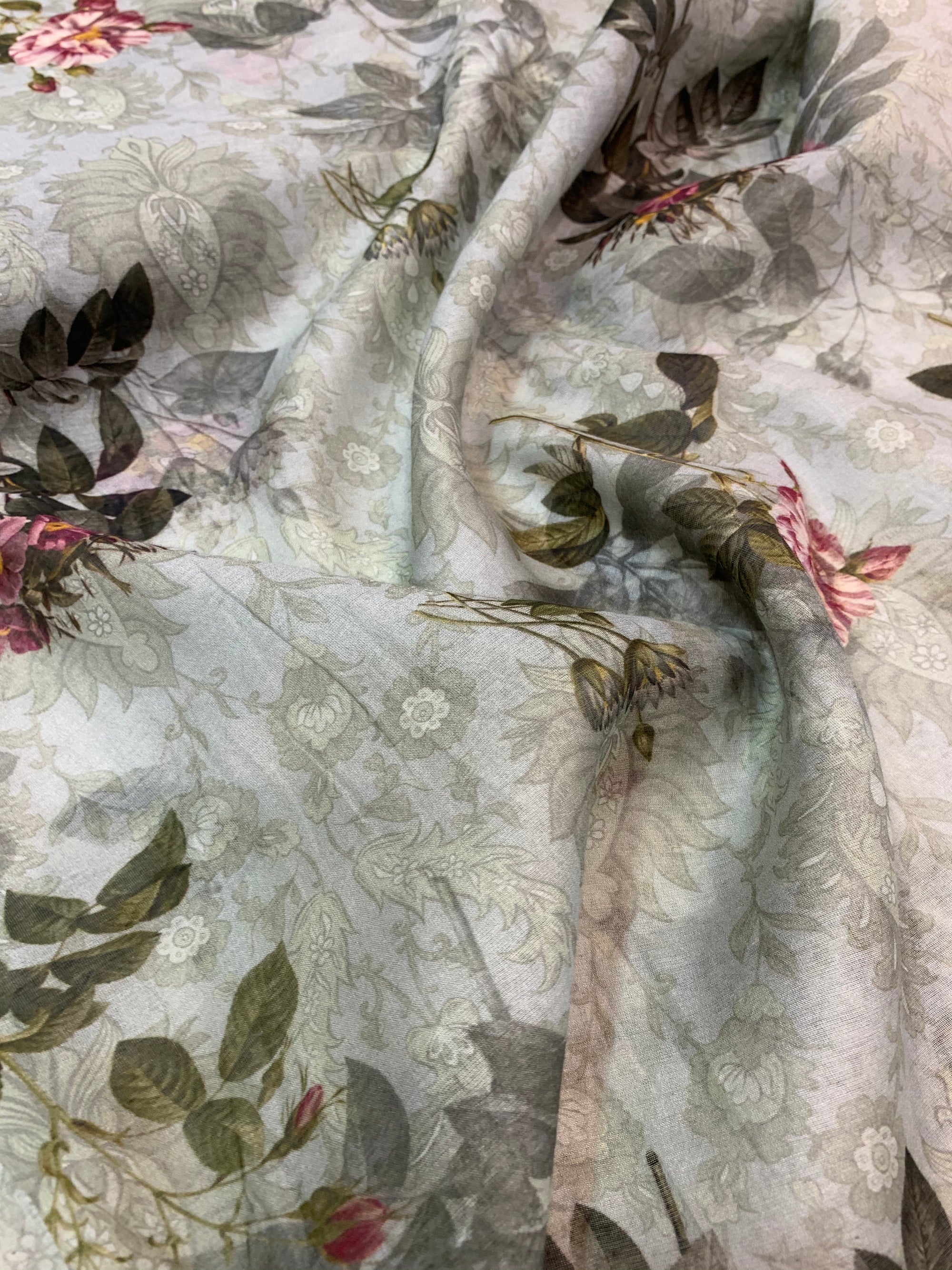 Floral Printed Pure silk cotton fabric