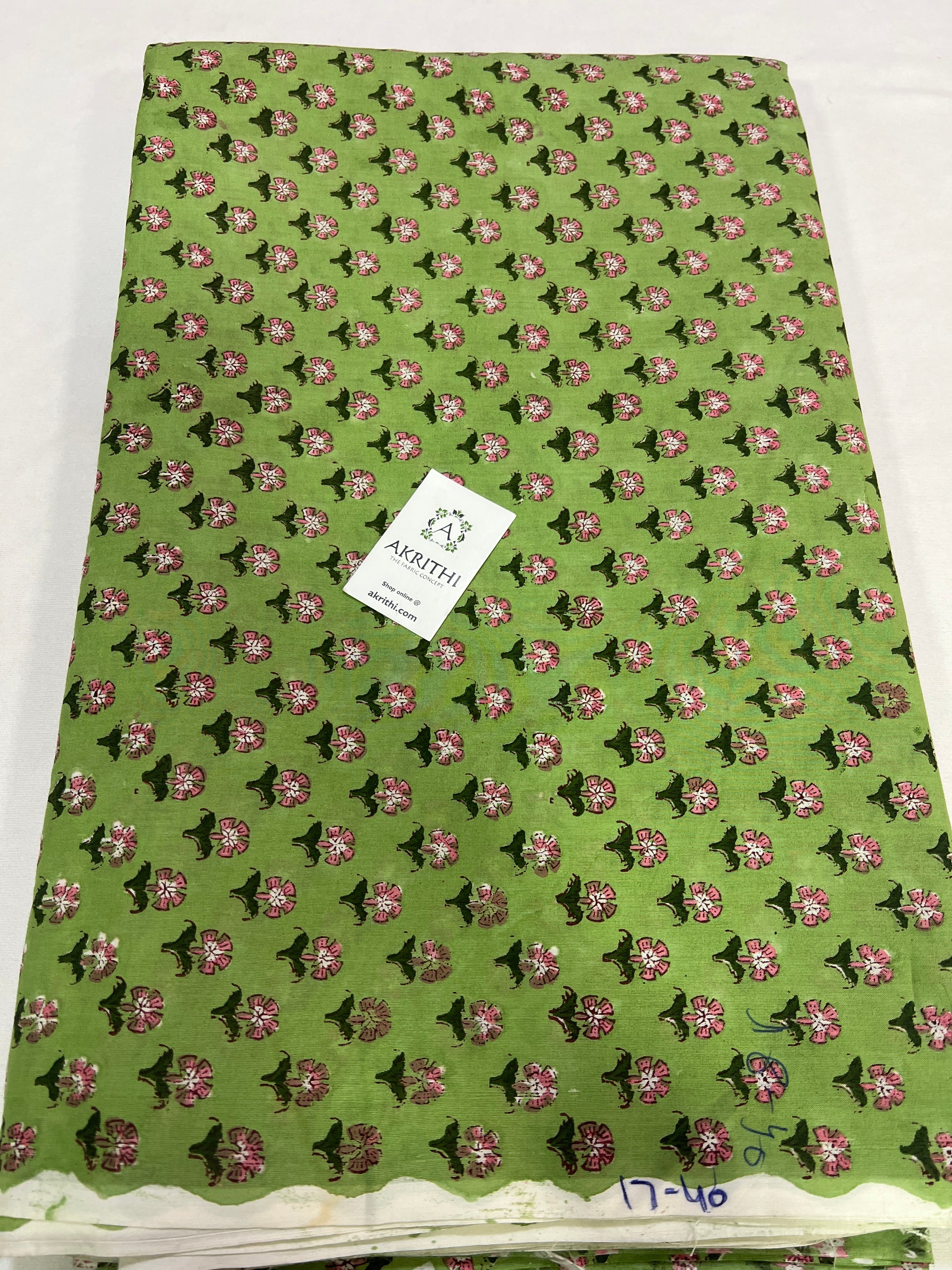 Hand block Printed pure mul cotton fabric