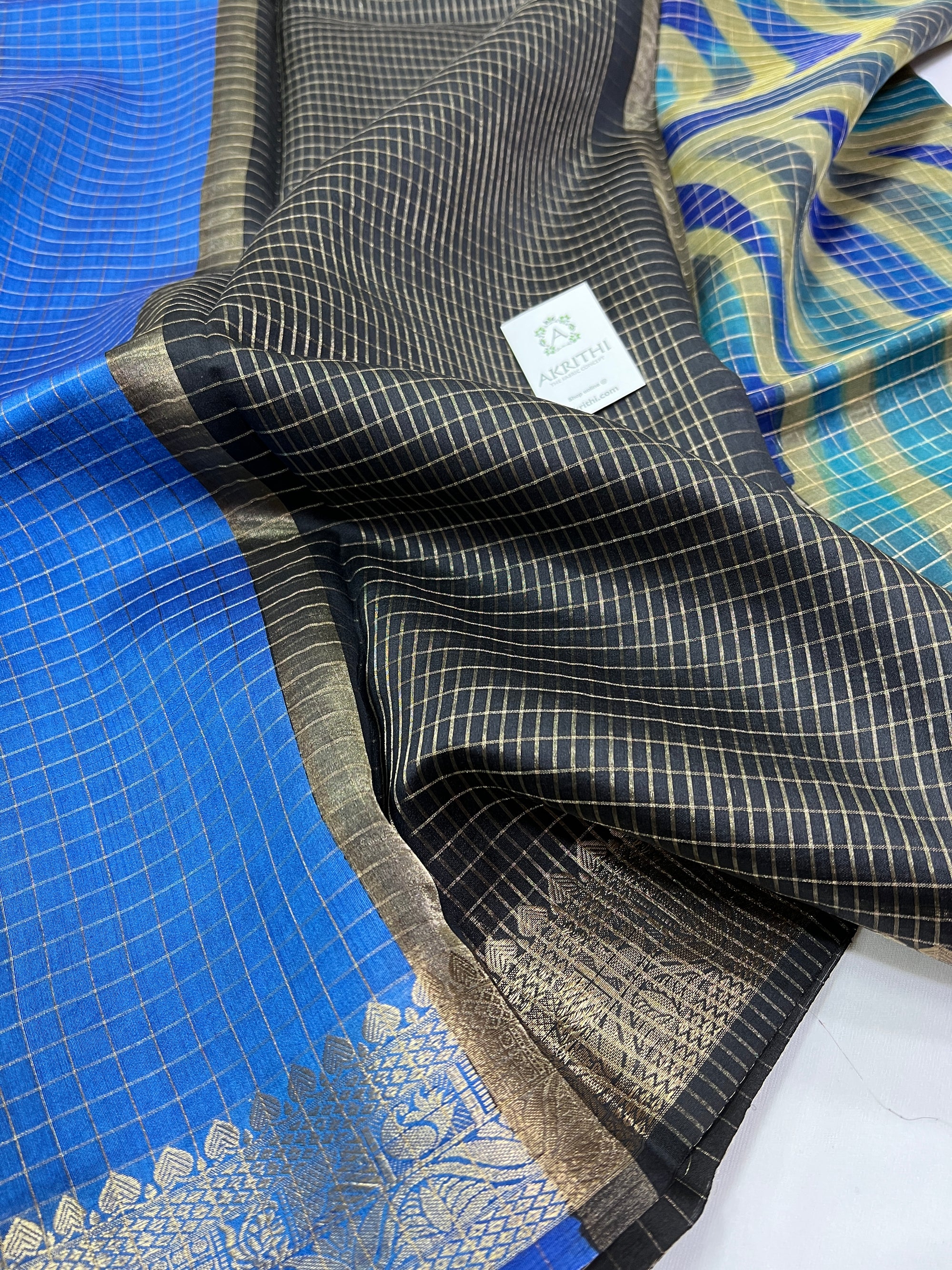 Hand brushed pure silk organza saree