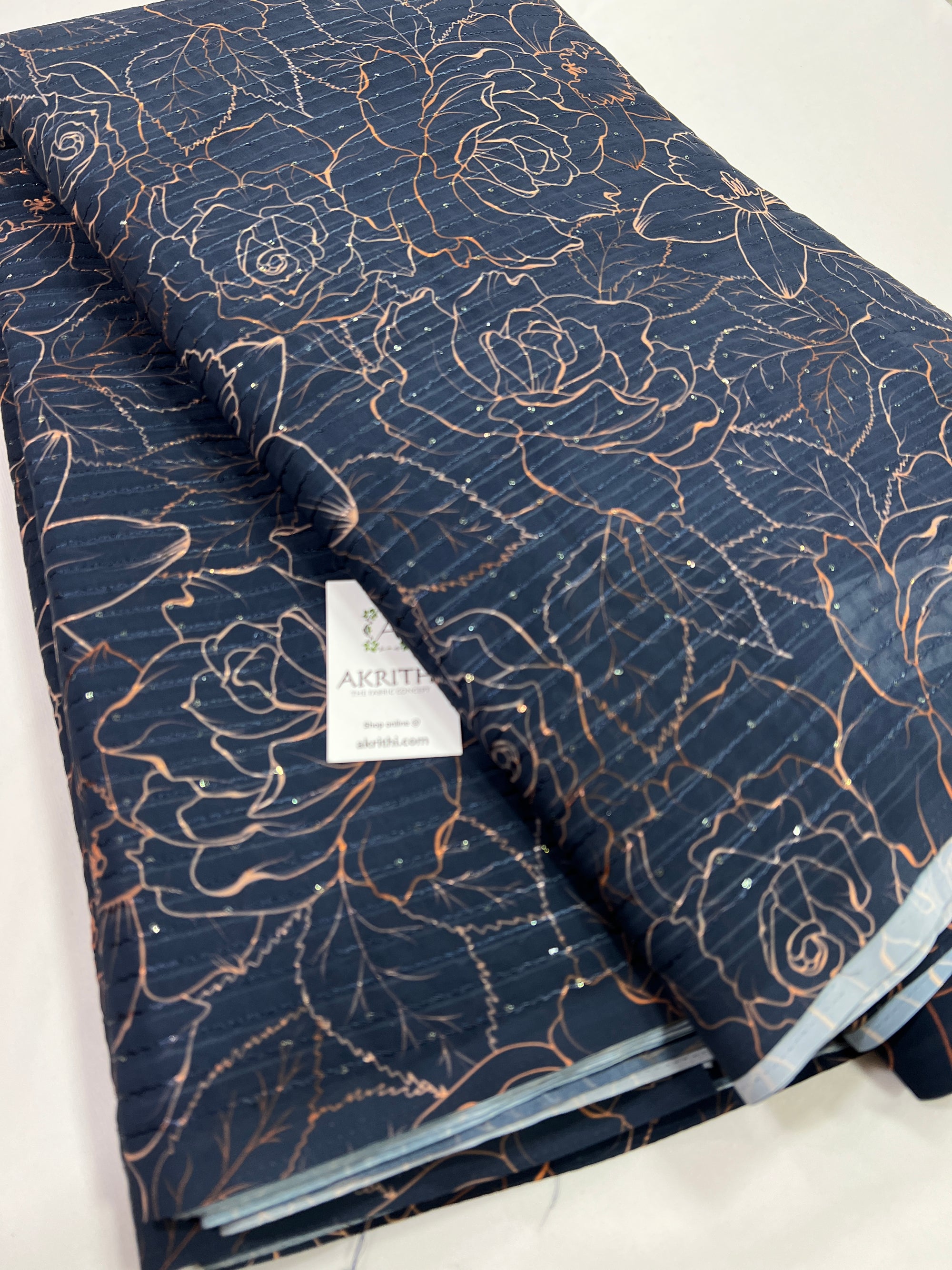 Digital printed georgette fabric with sequins work