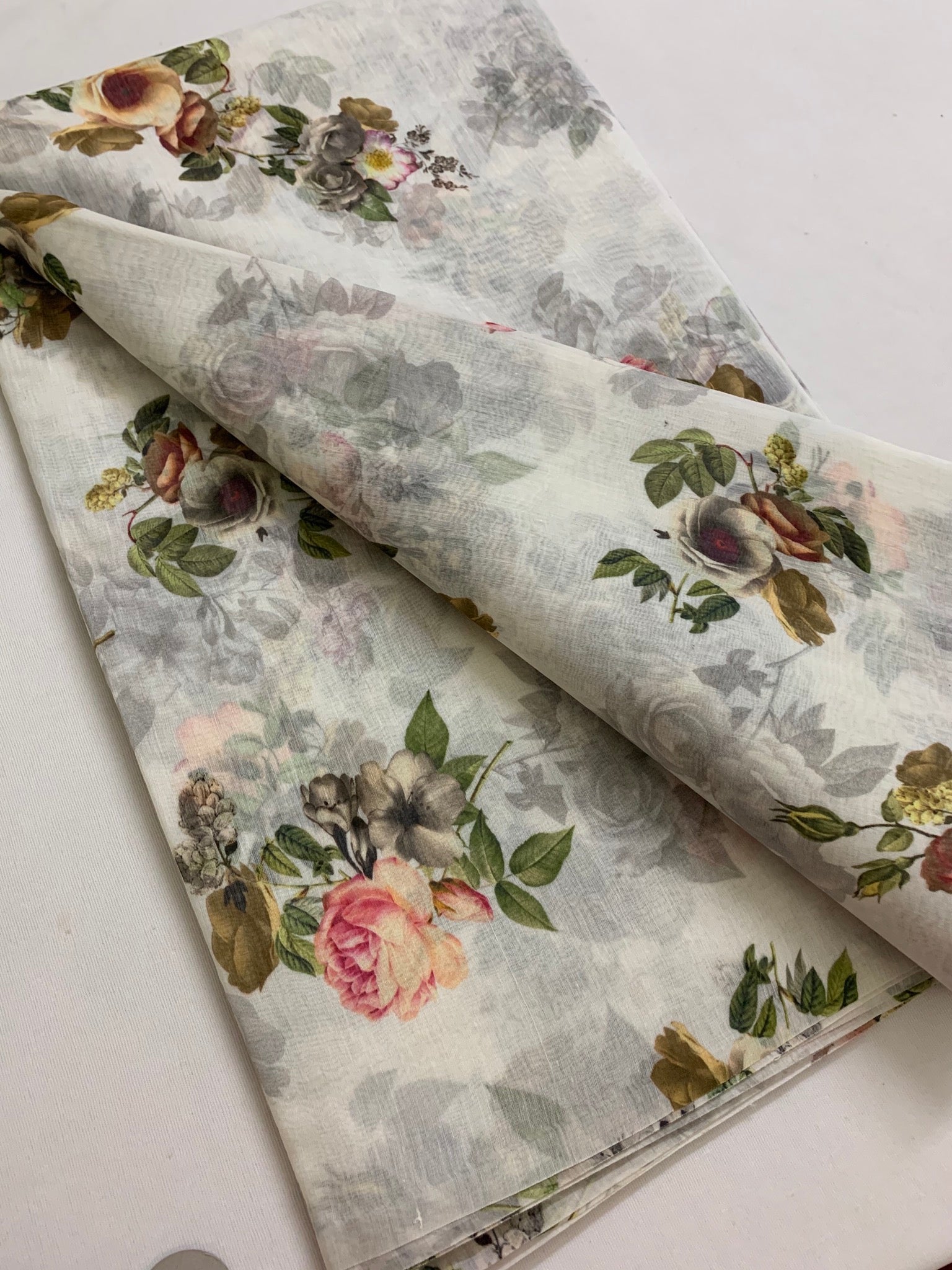 Floral Printed Pure silk cotton fabric