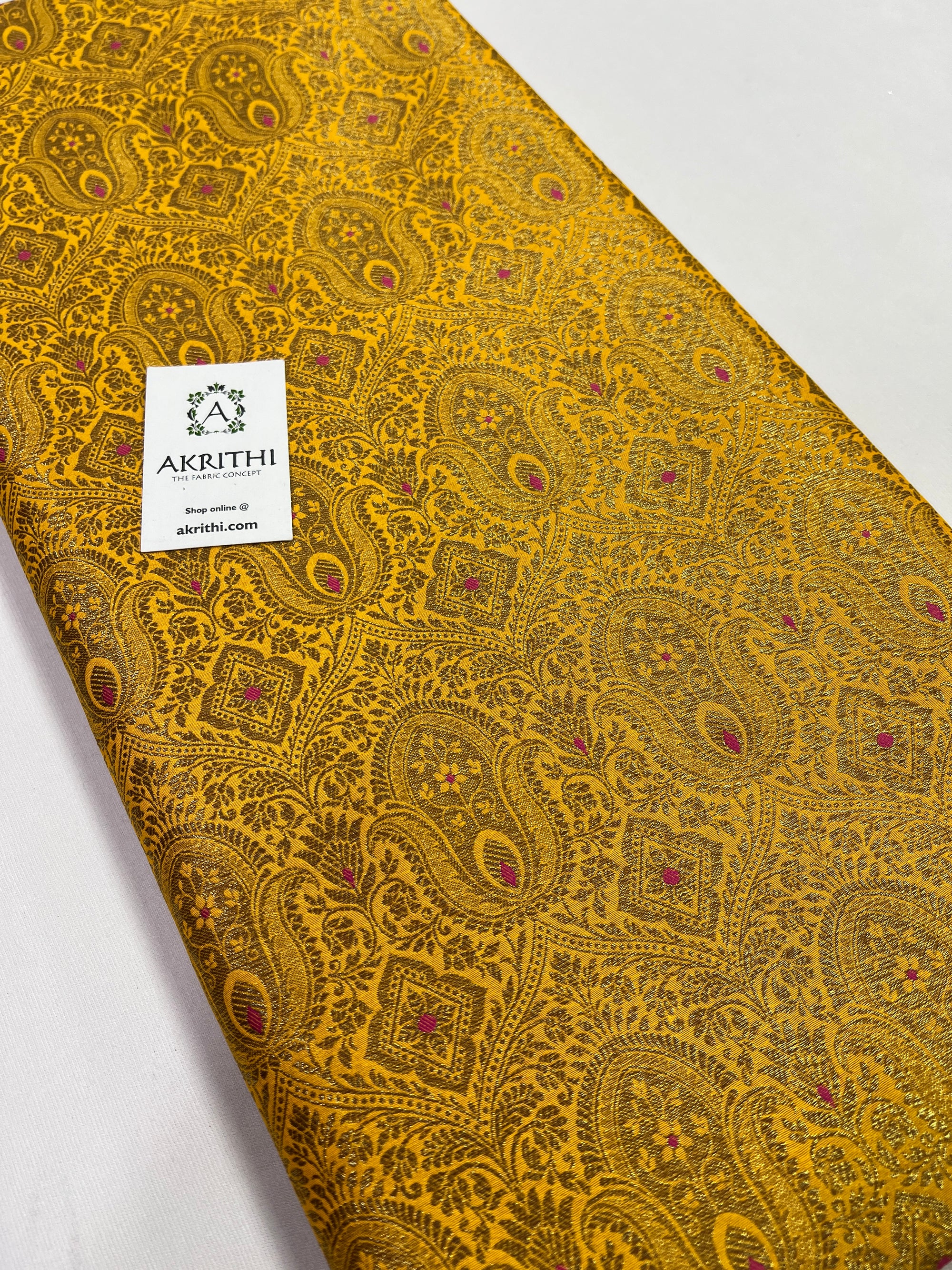 Handloom Banarasi brocade fabric with antique zari