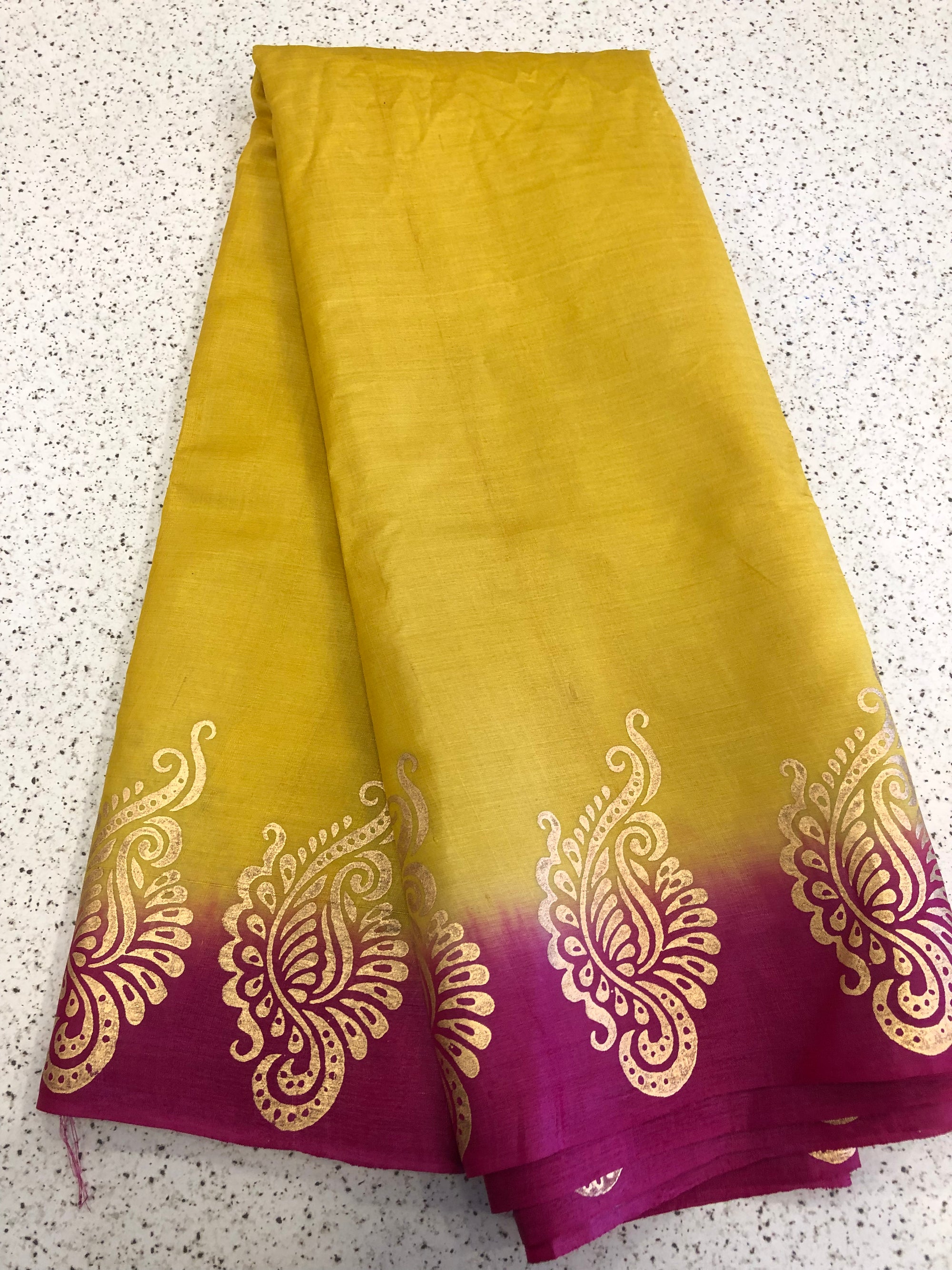 Block printed Handloom pure tussar silk saree