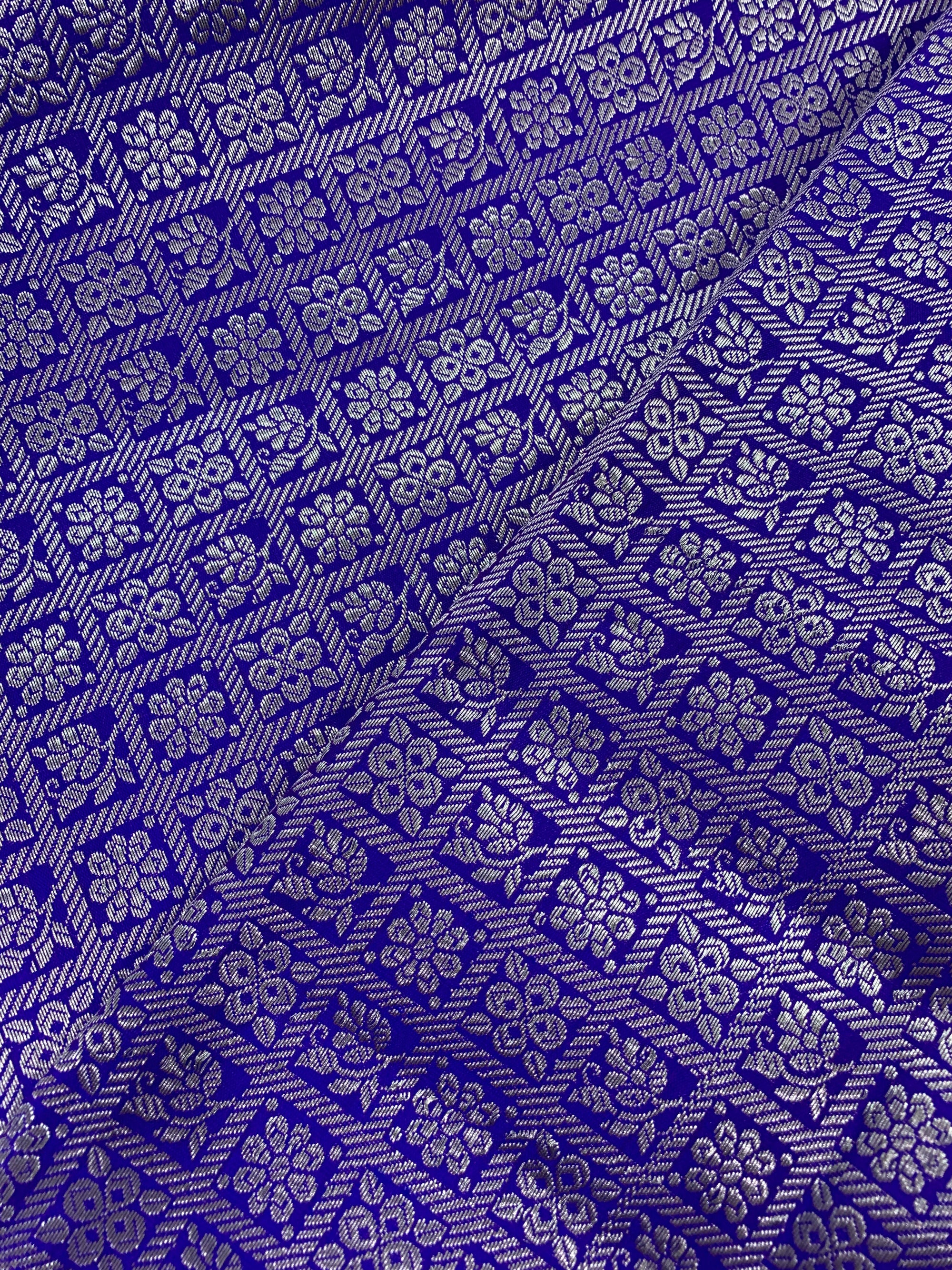 Banarasi brocade fabric with silver zari