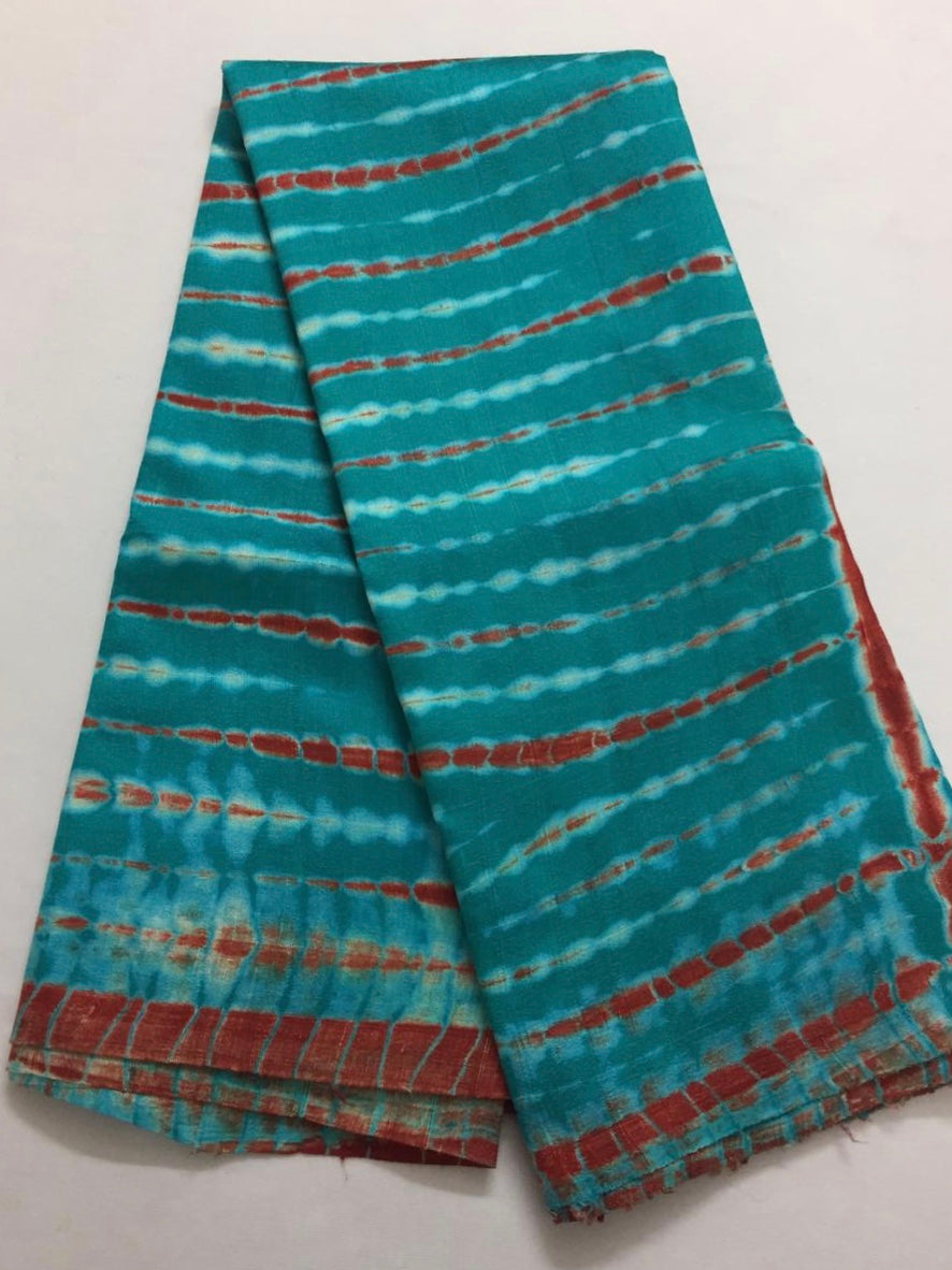 Tie and dye pure raw silk saree