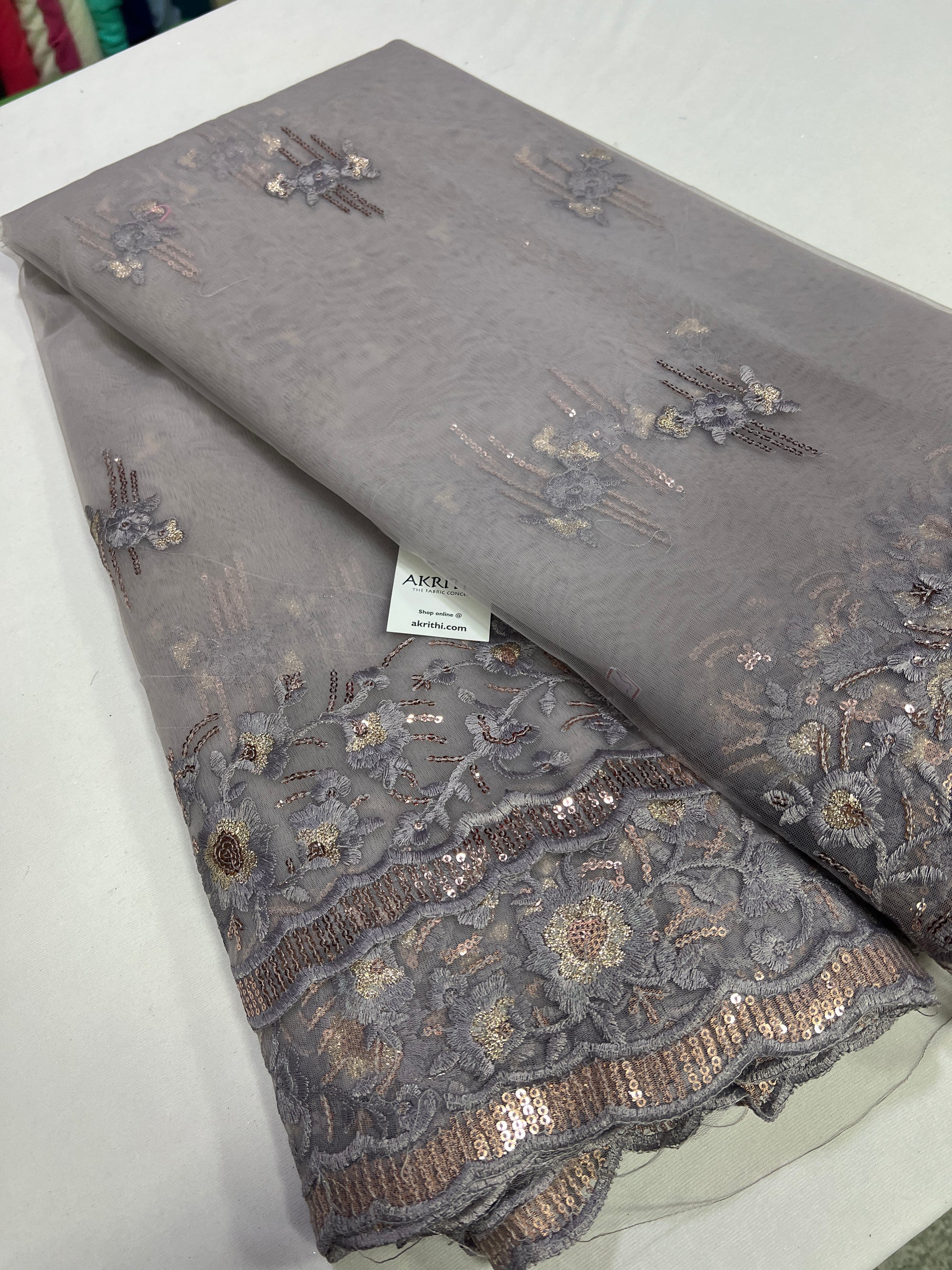 Embroidery on net fabric