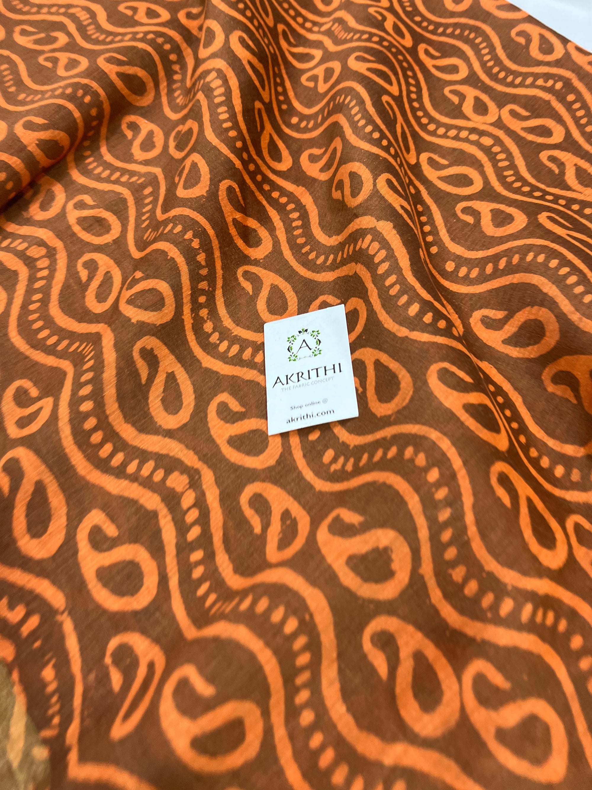 Handloom Printed pure linen silk fabric