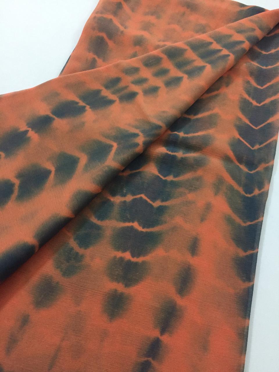 Tie and dye Pure silk chiffon dupatta