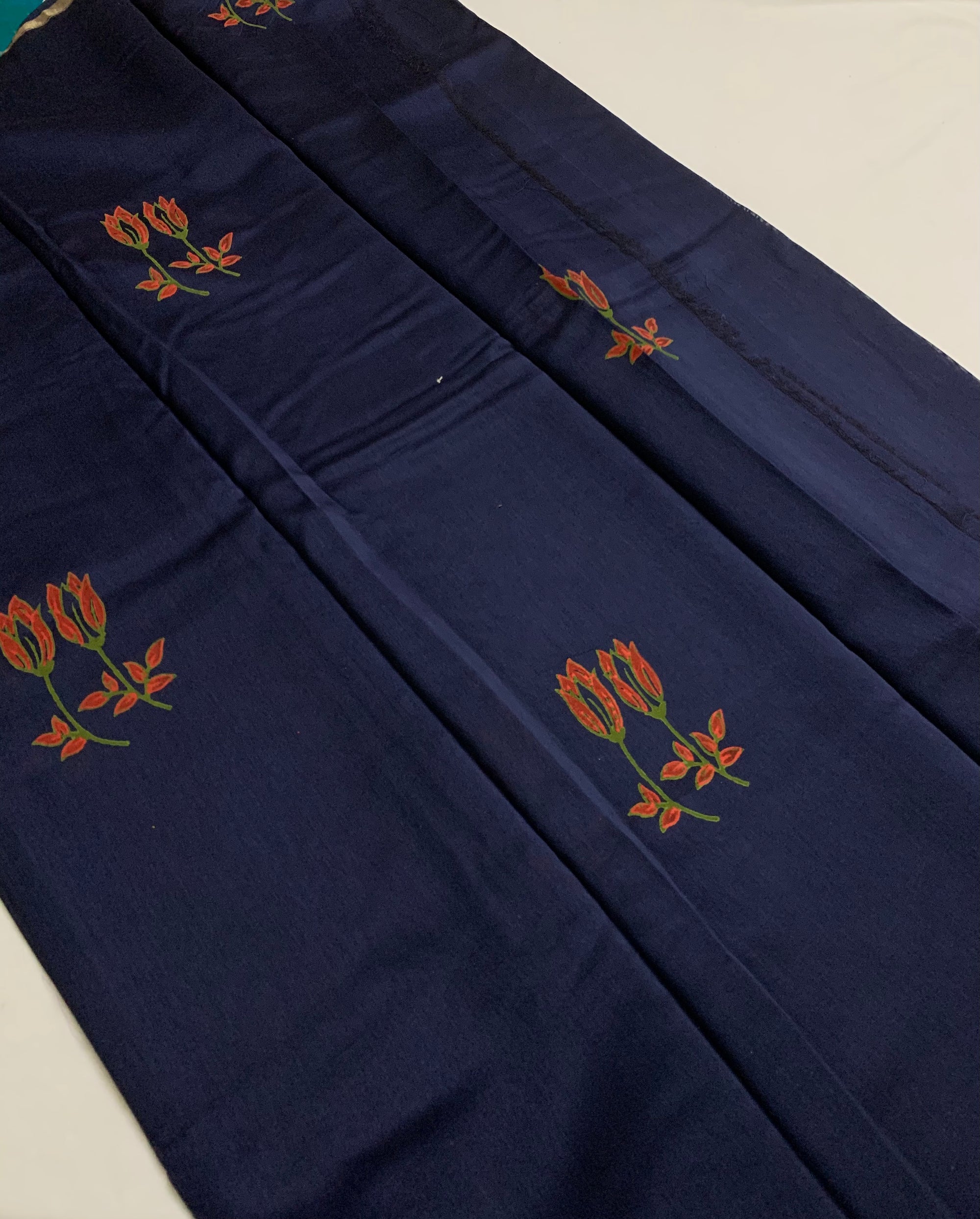 Block printed Pure chanderi saree