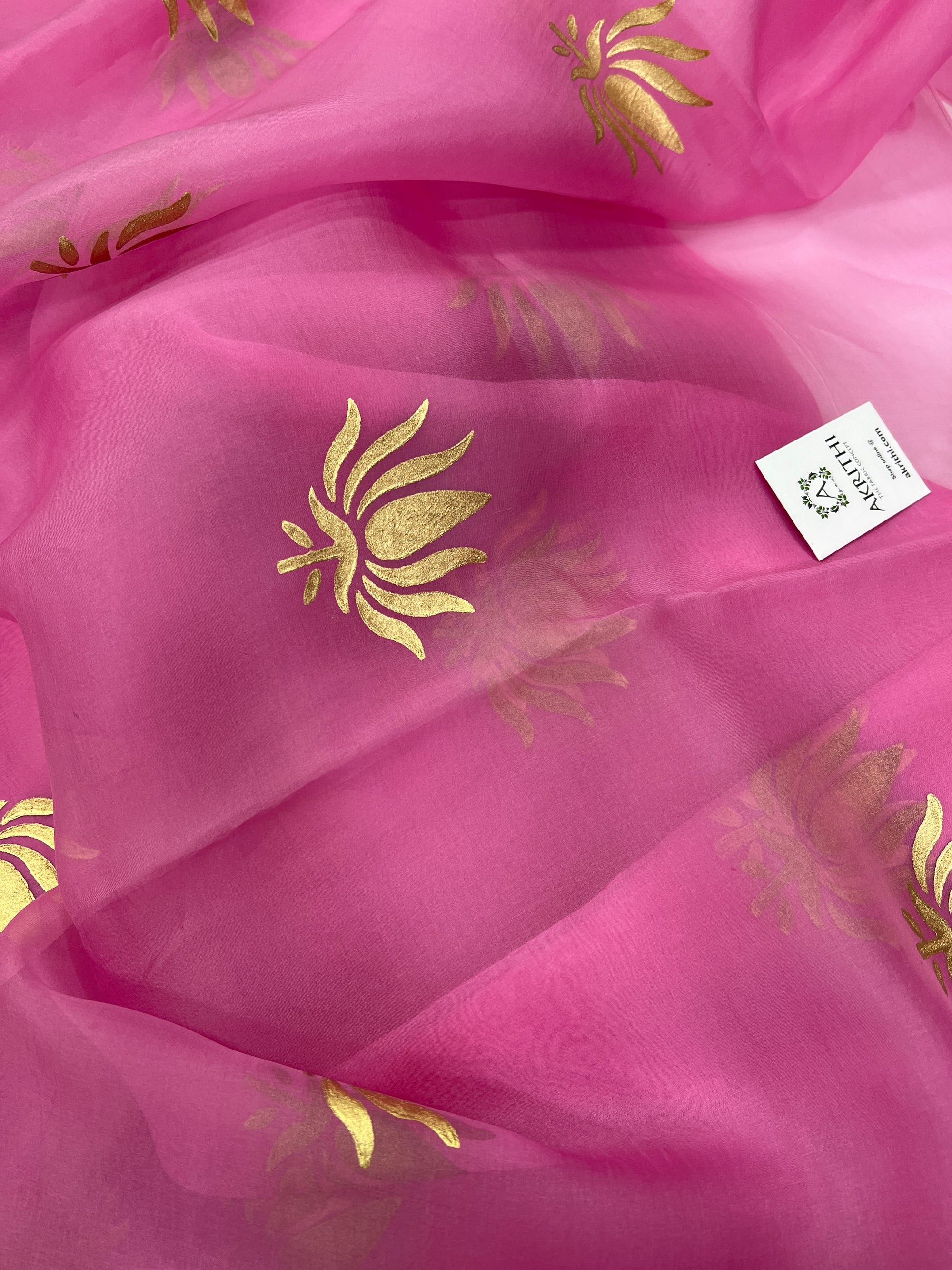 BLOCK PRINTED PURE SILK ORGANZA SAREE