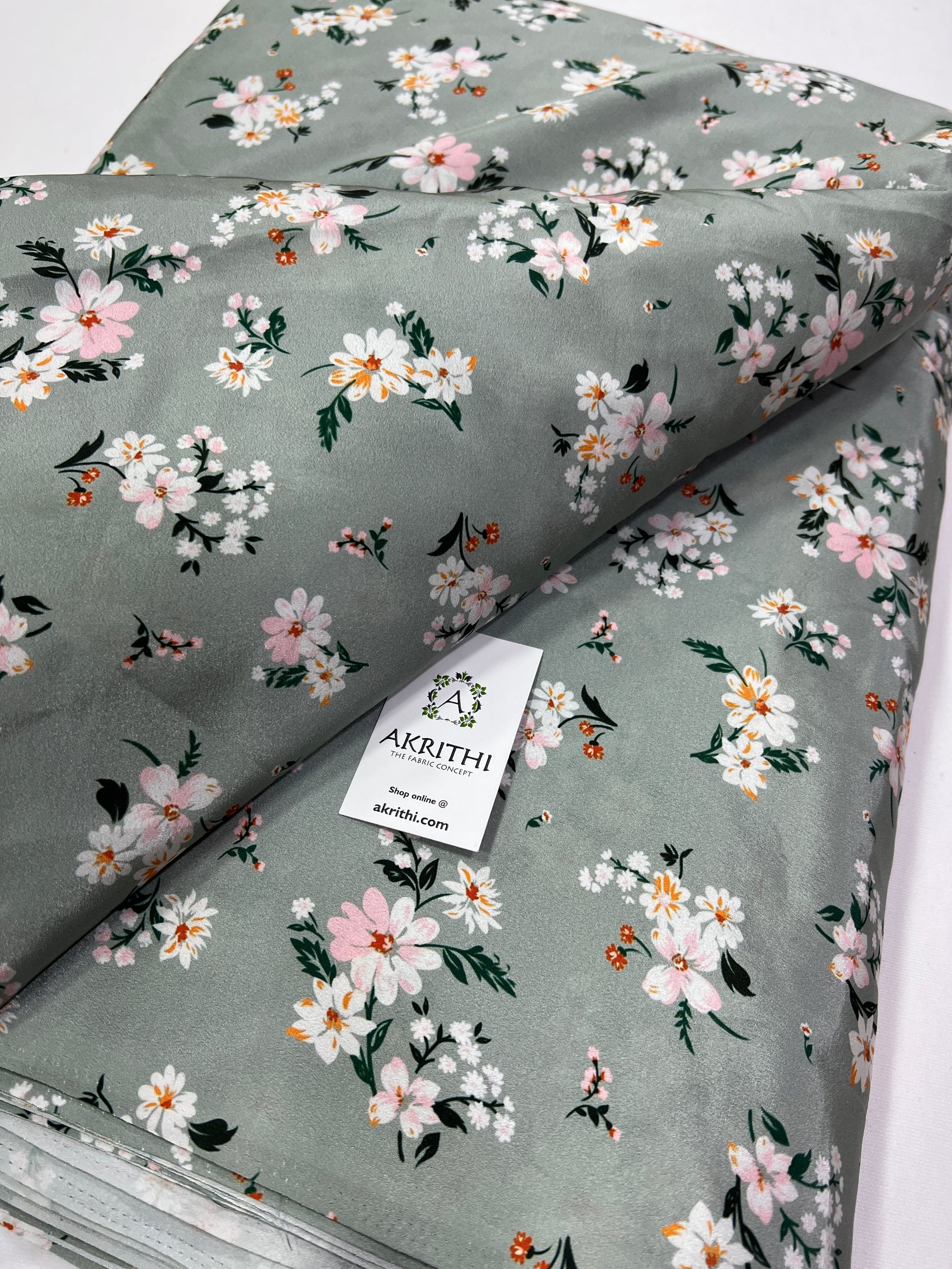 Digital floral printed crepe fabric