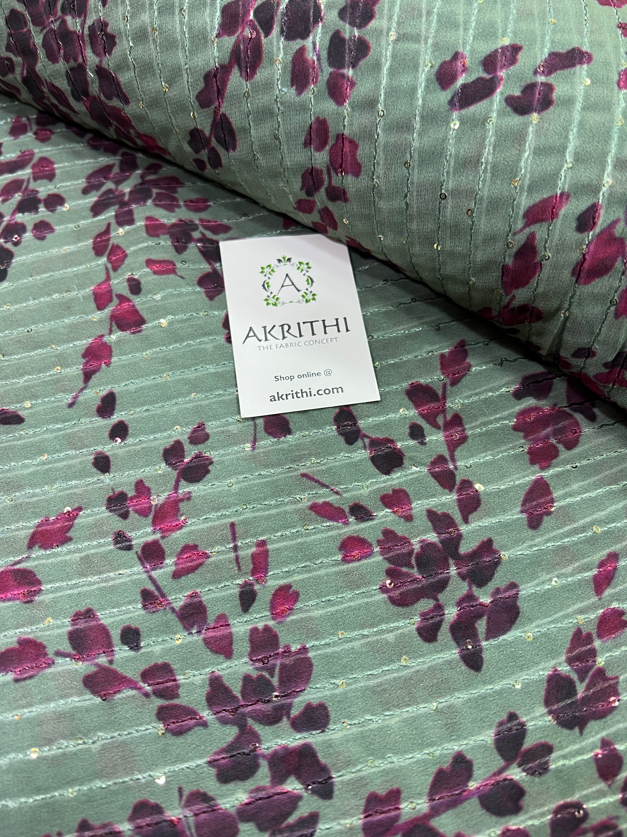 Digital printed georgette fabric with sequins work