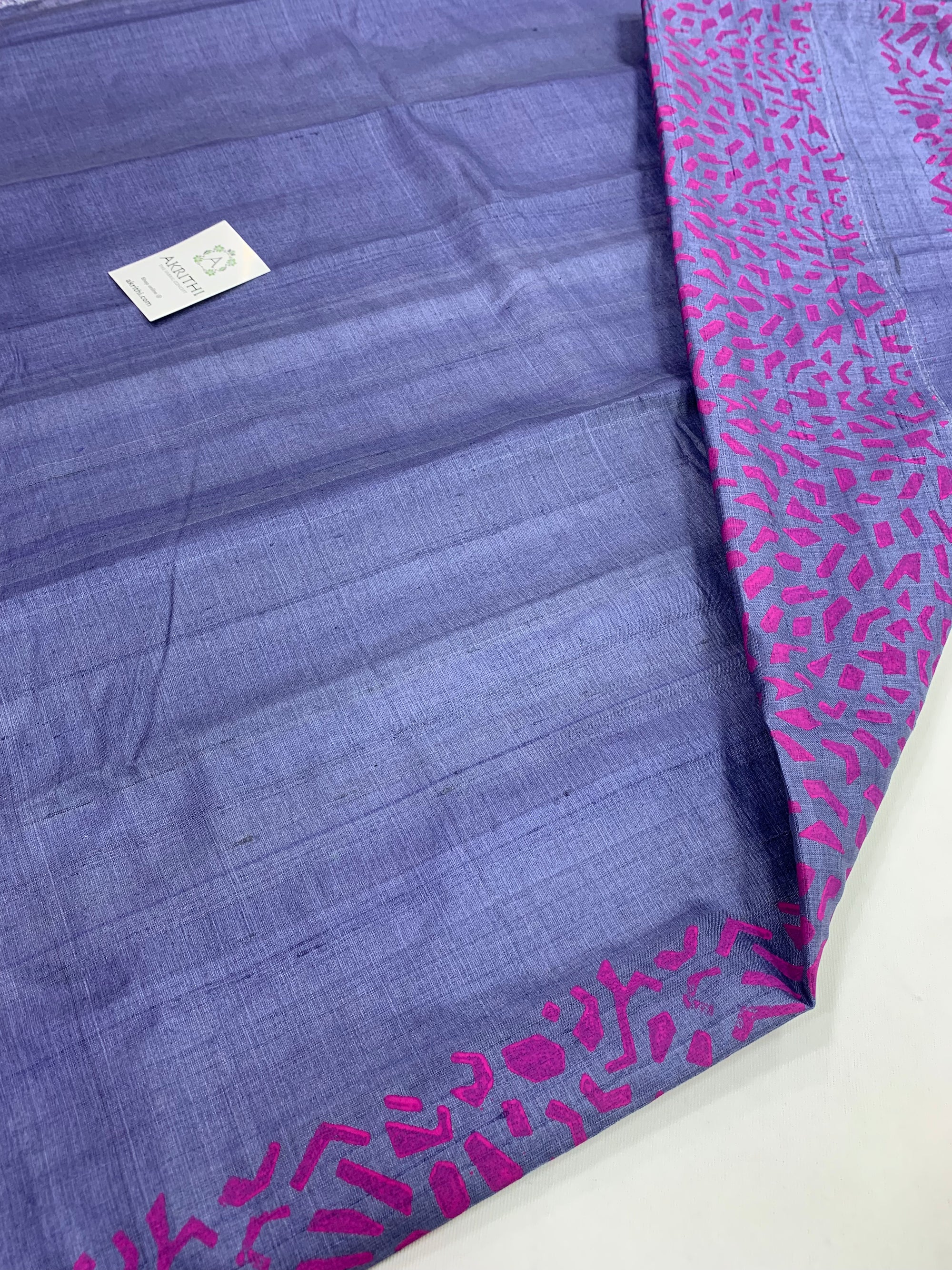 Block printed Handloom pure tussar silk saree