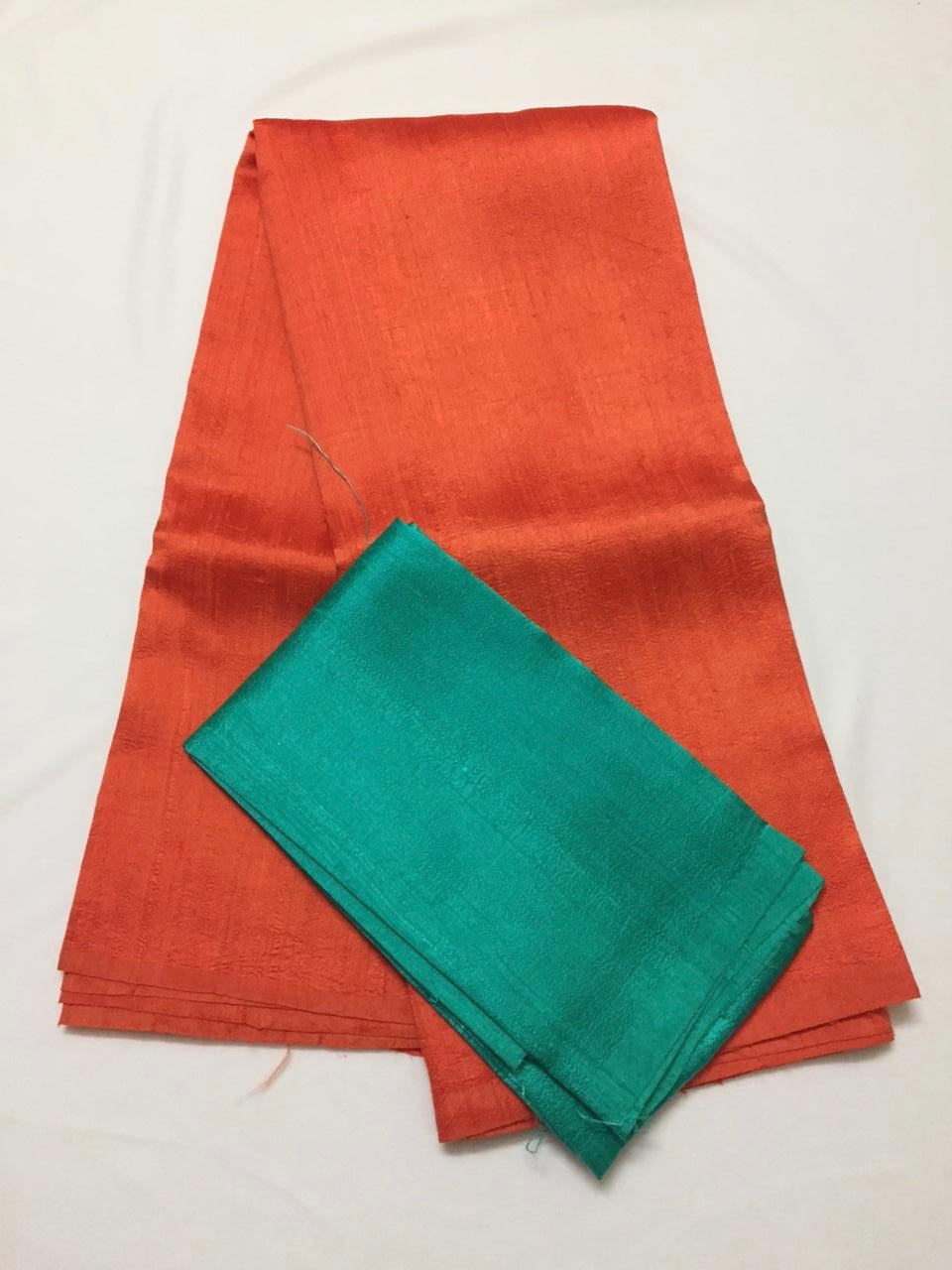Pure raw silk saree with contrast blouse