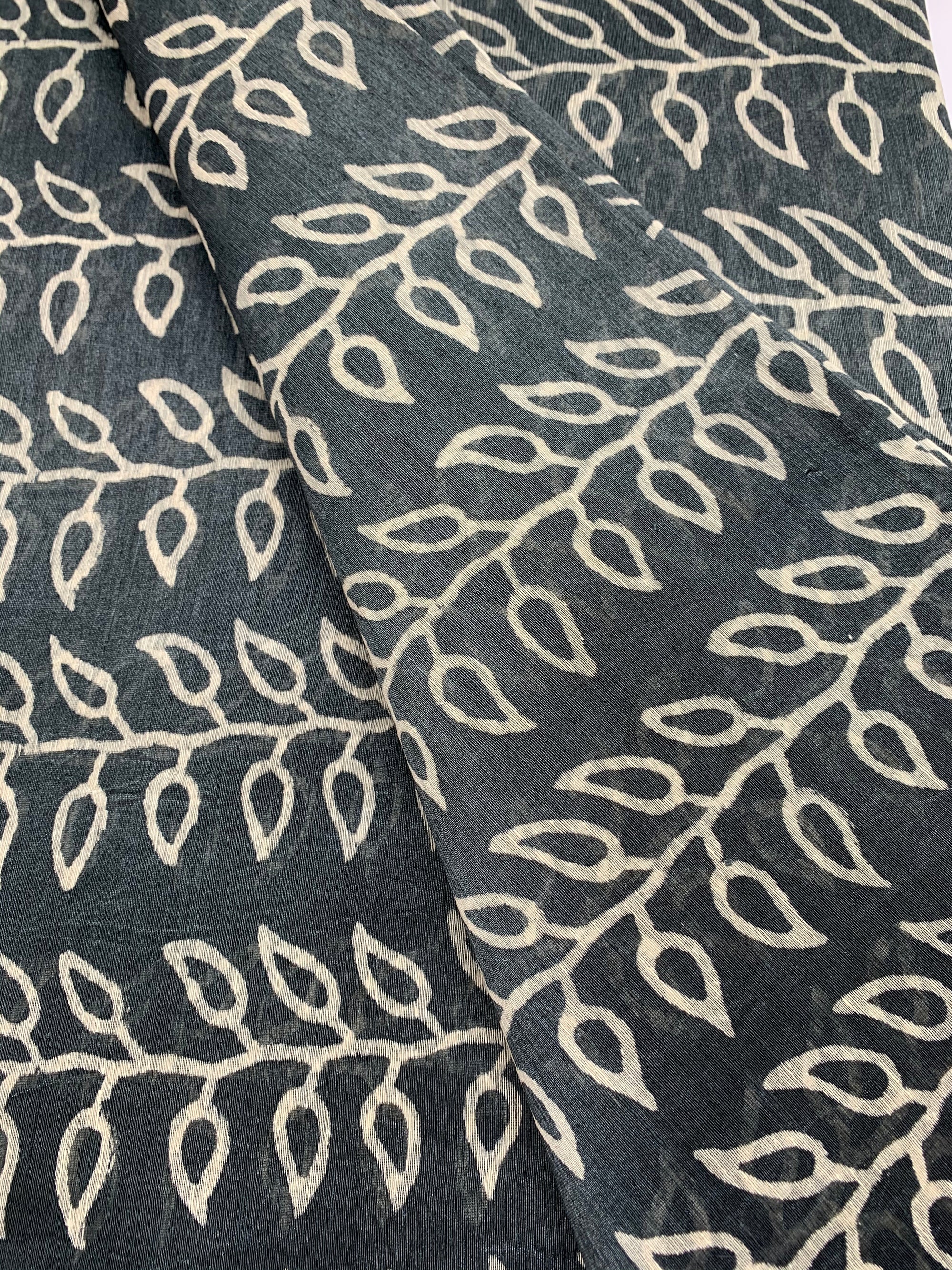 Handloom Printed pure linen silk fabric