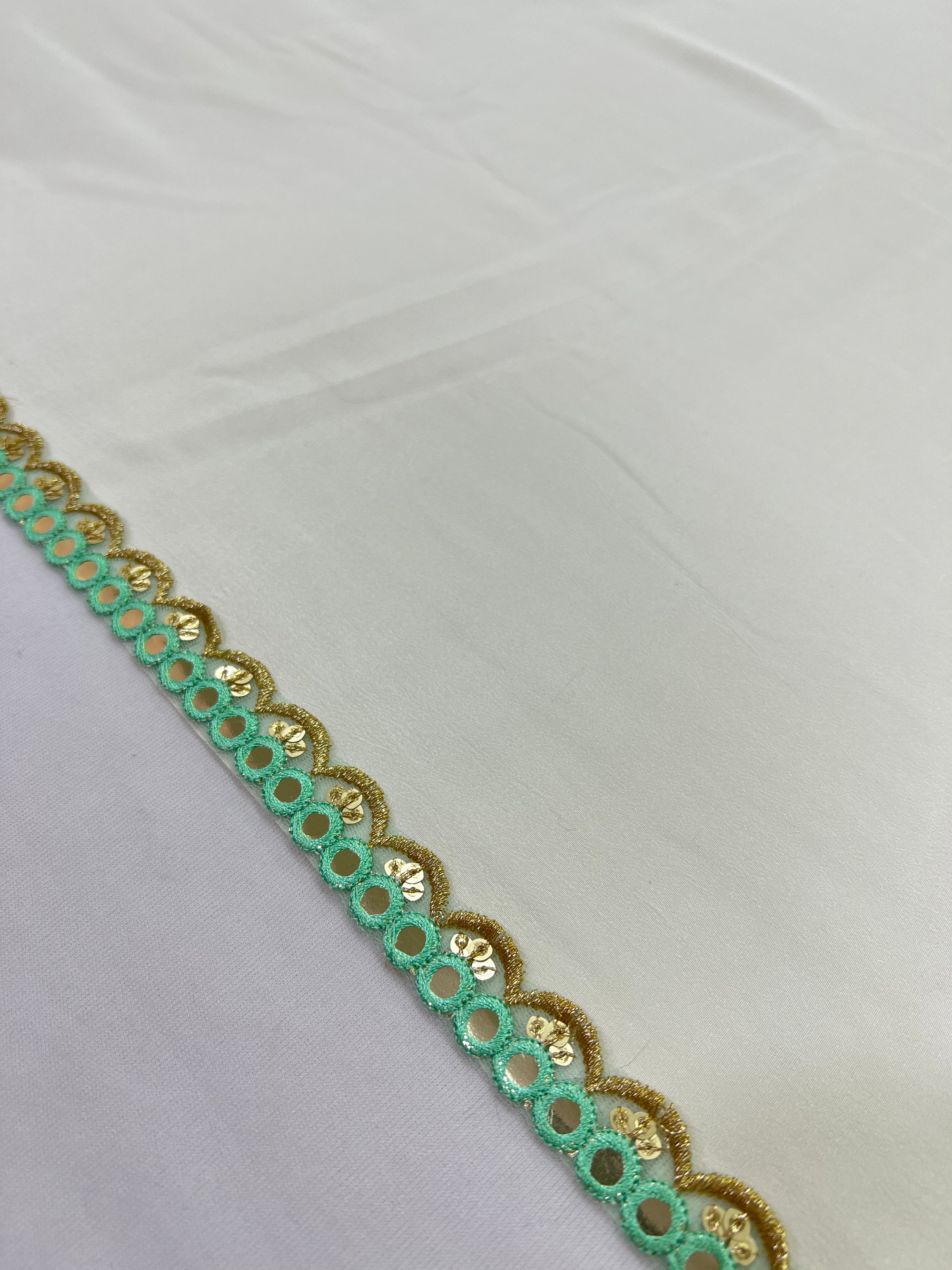 Off white crepe saree with lace