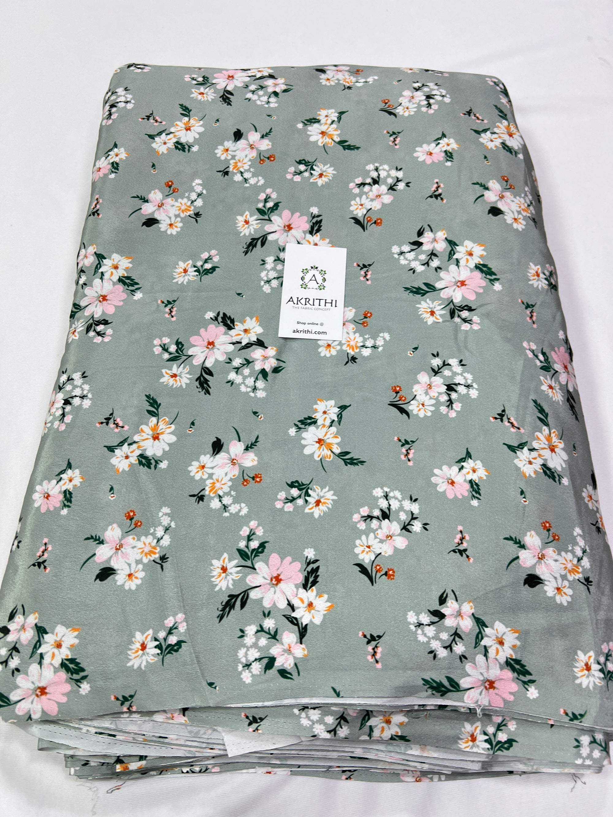 Digital floral printed crepe fabric
