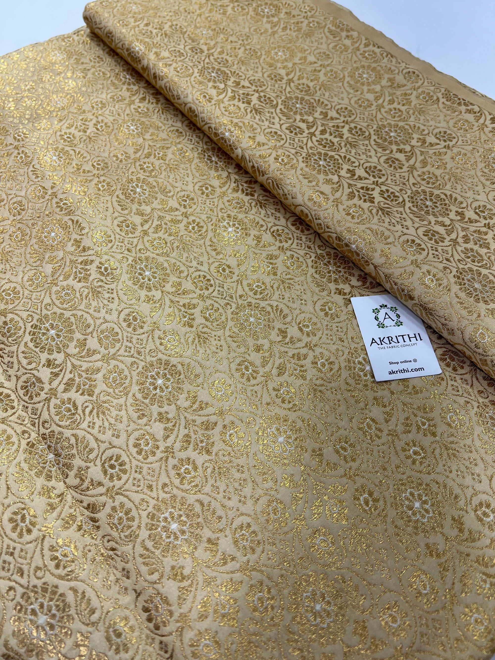 Banarasi brocade fabric beige