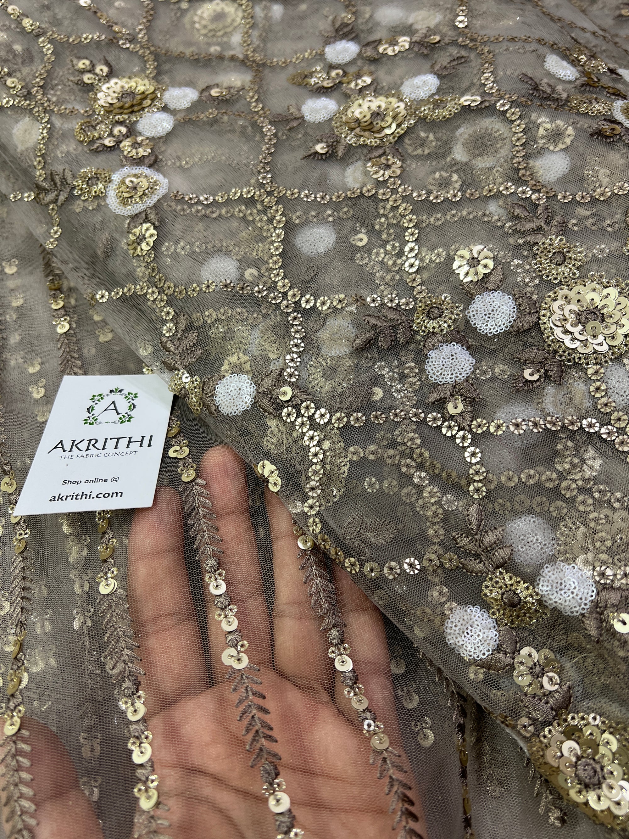 Embroidery on net fabric