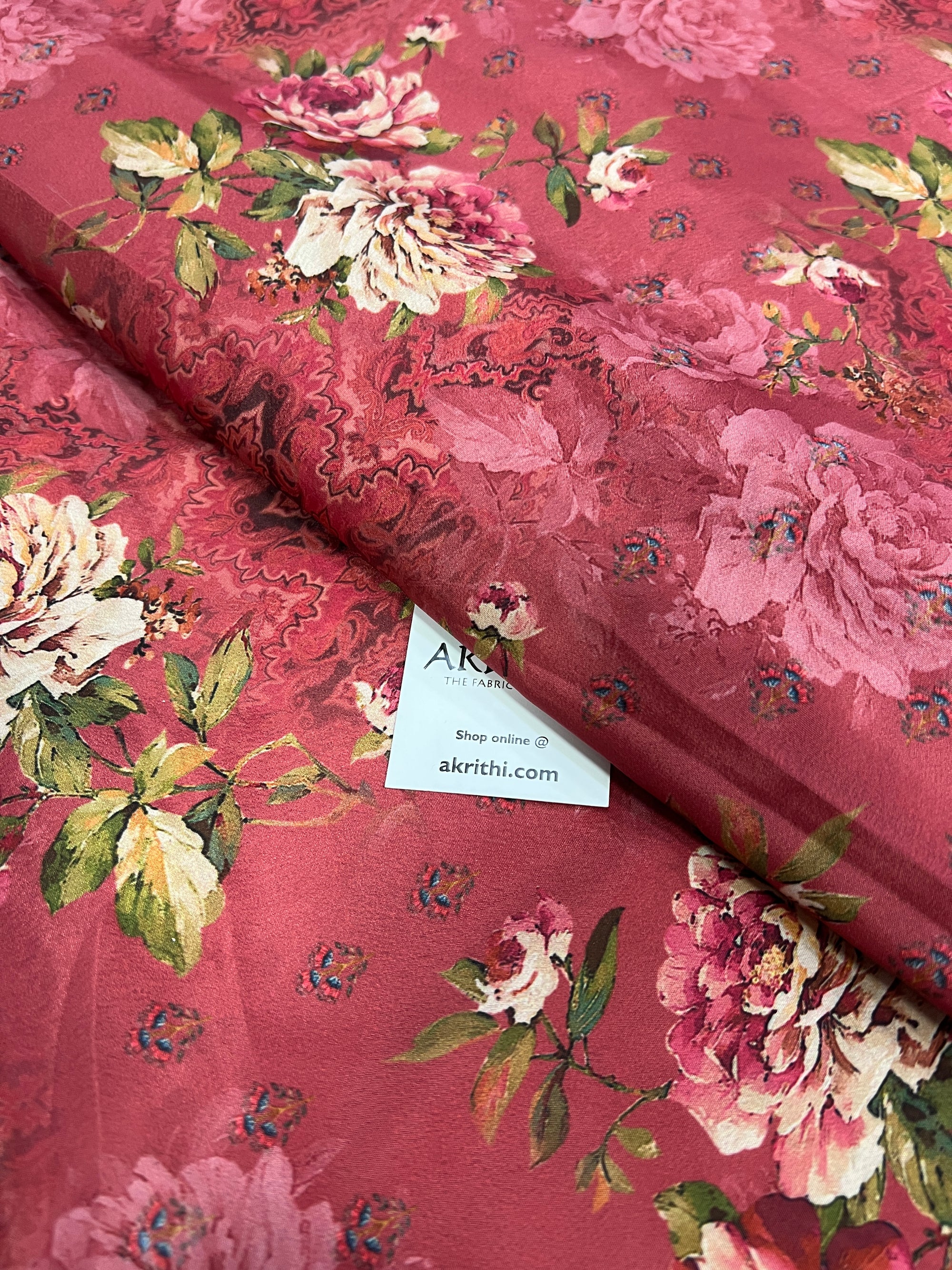 Digital floral printed crepe fabric