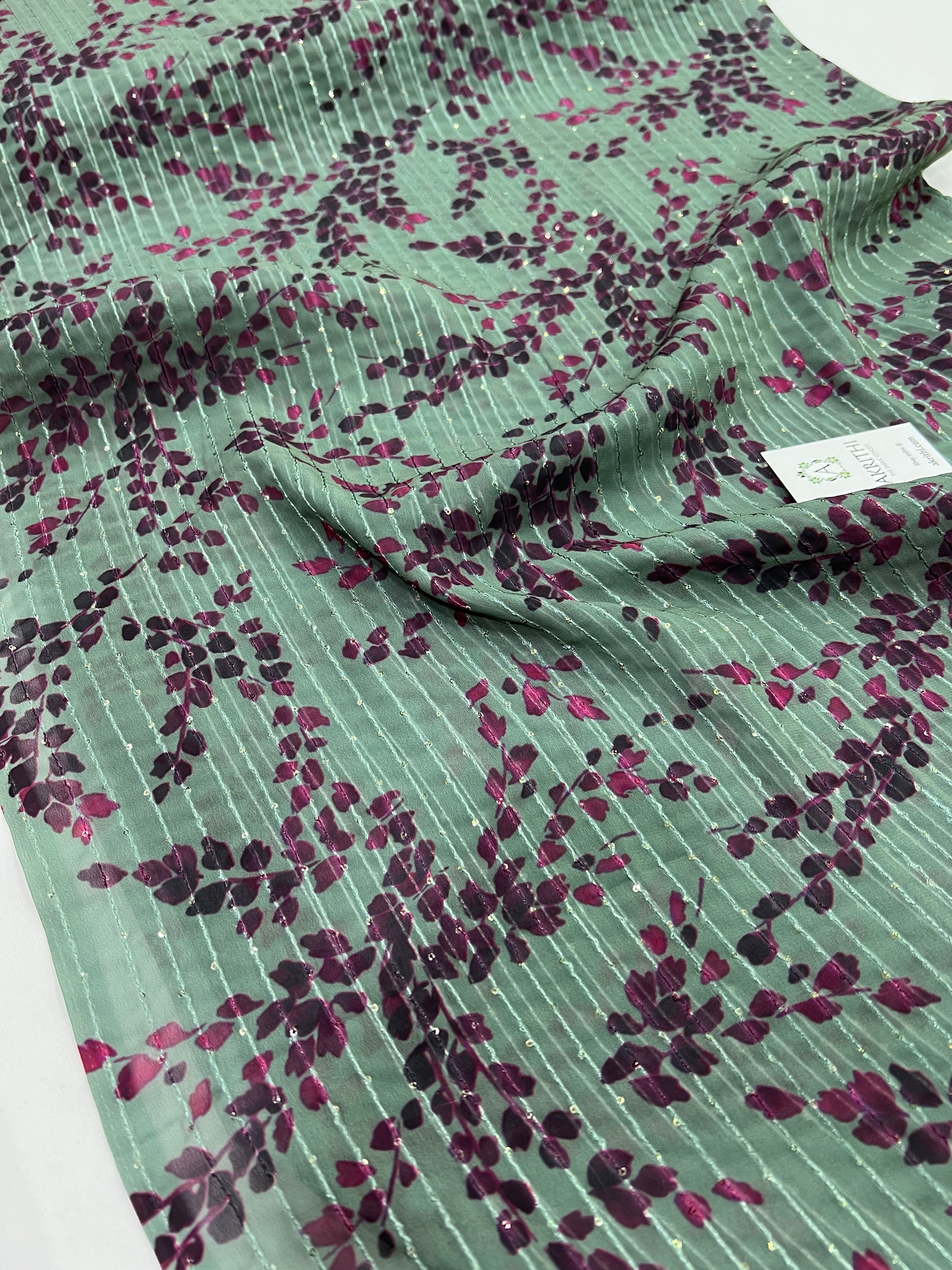 Digital printed georgette fabric with sequins work