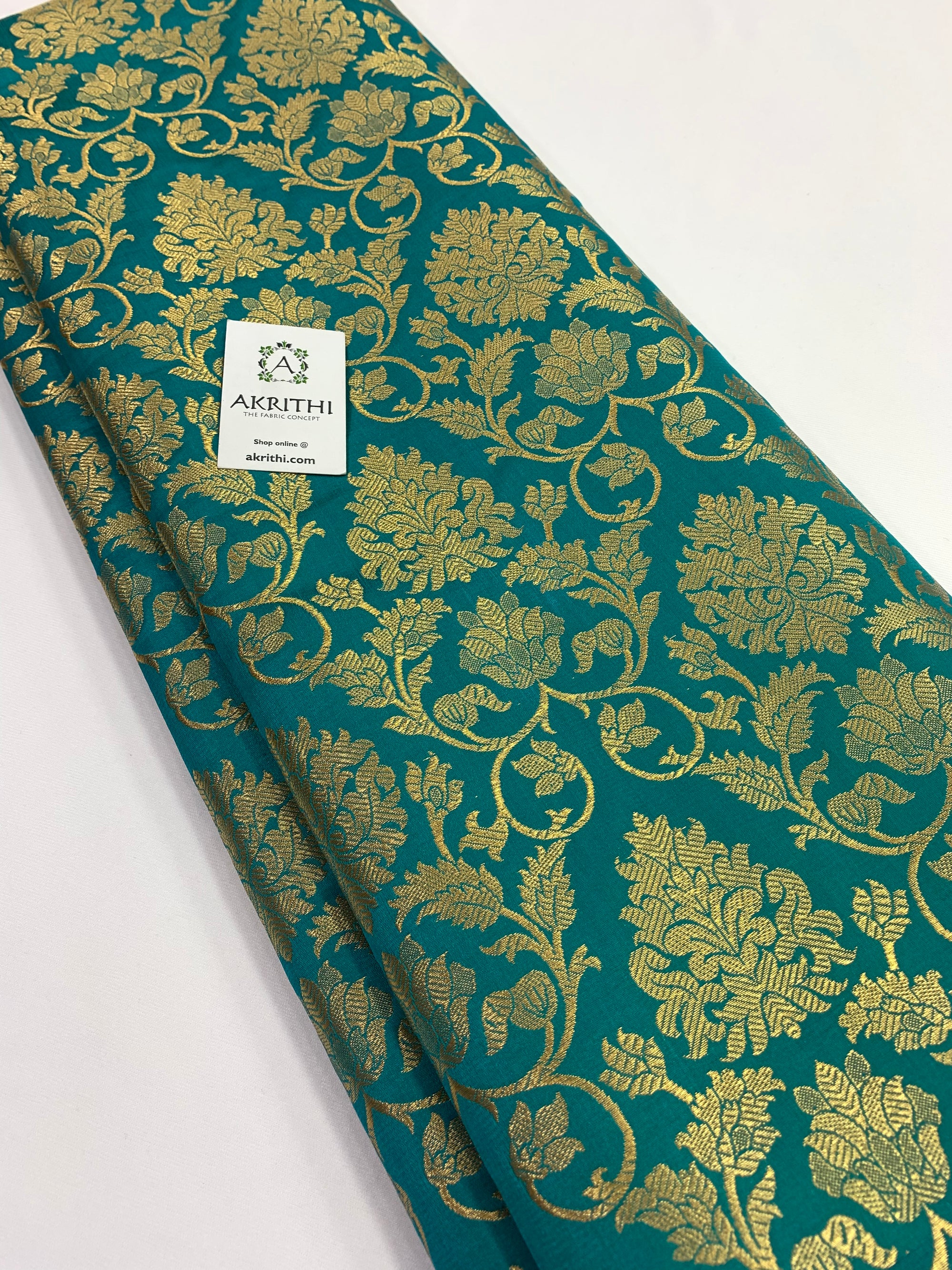 Banarasi brocade fabric blue