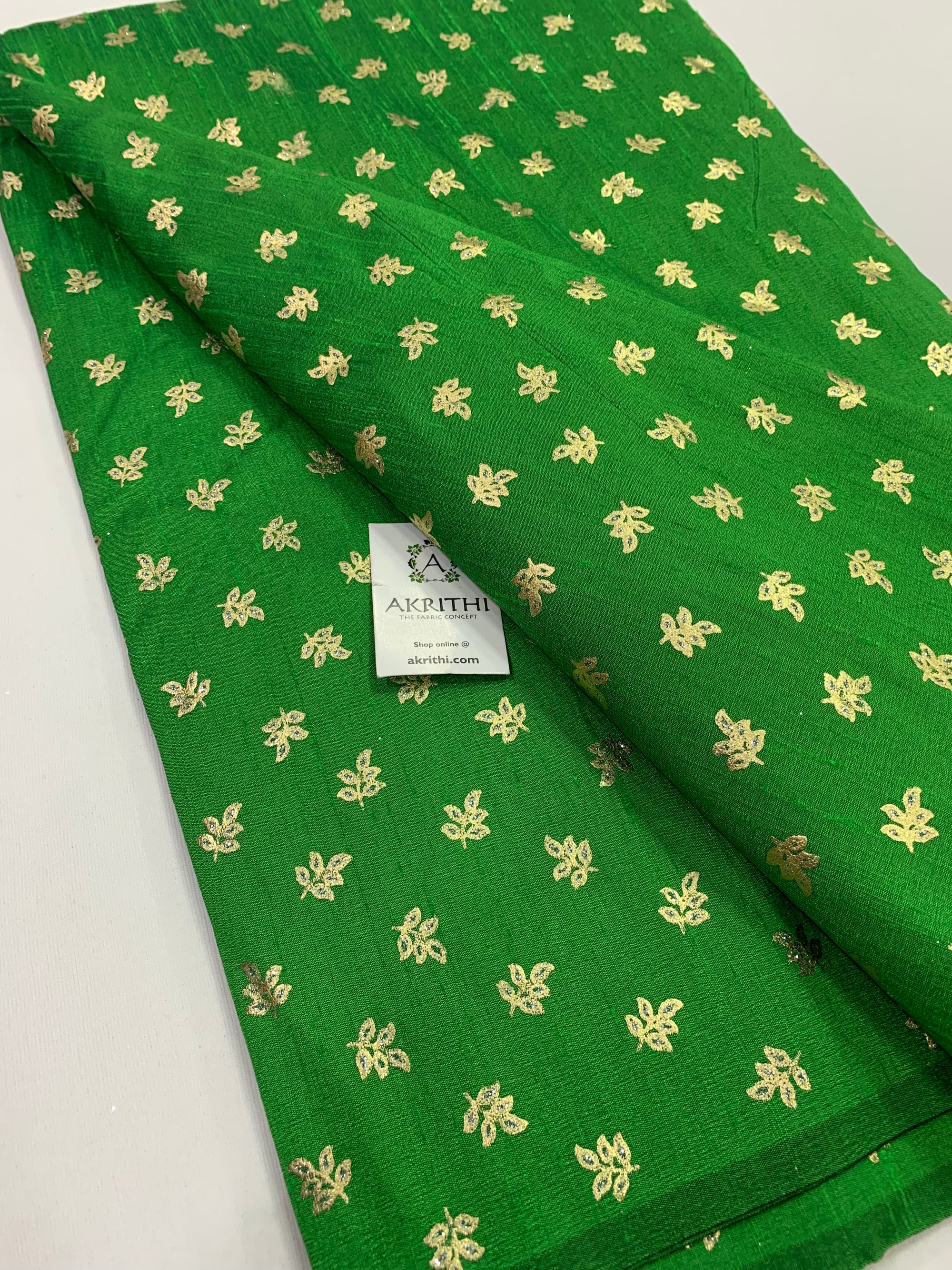 Foil printed raw silk fabric