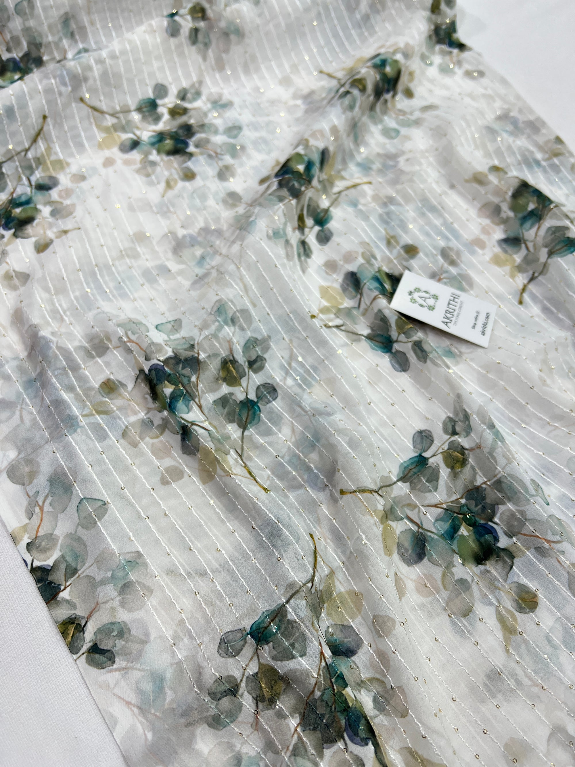 Digital printed georgette fabric with sequins work