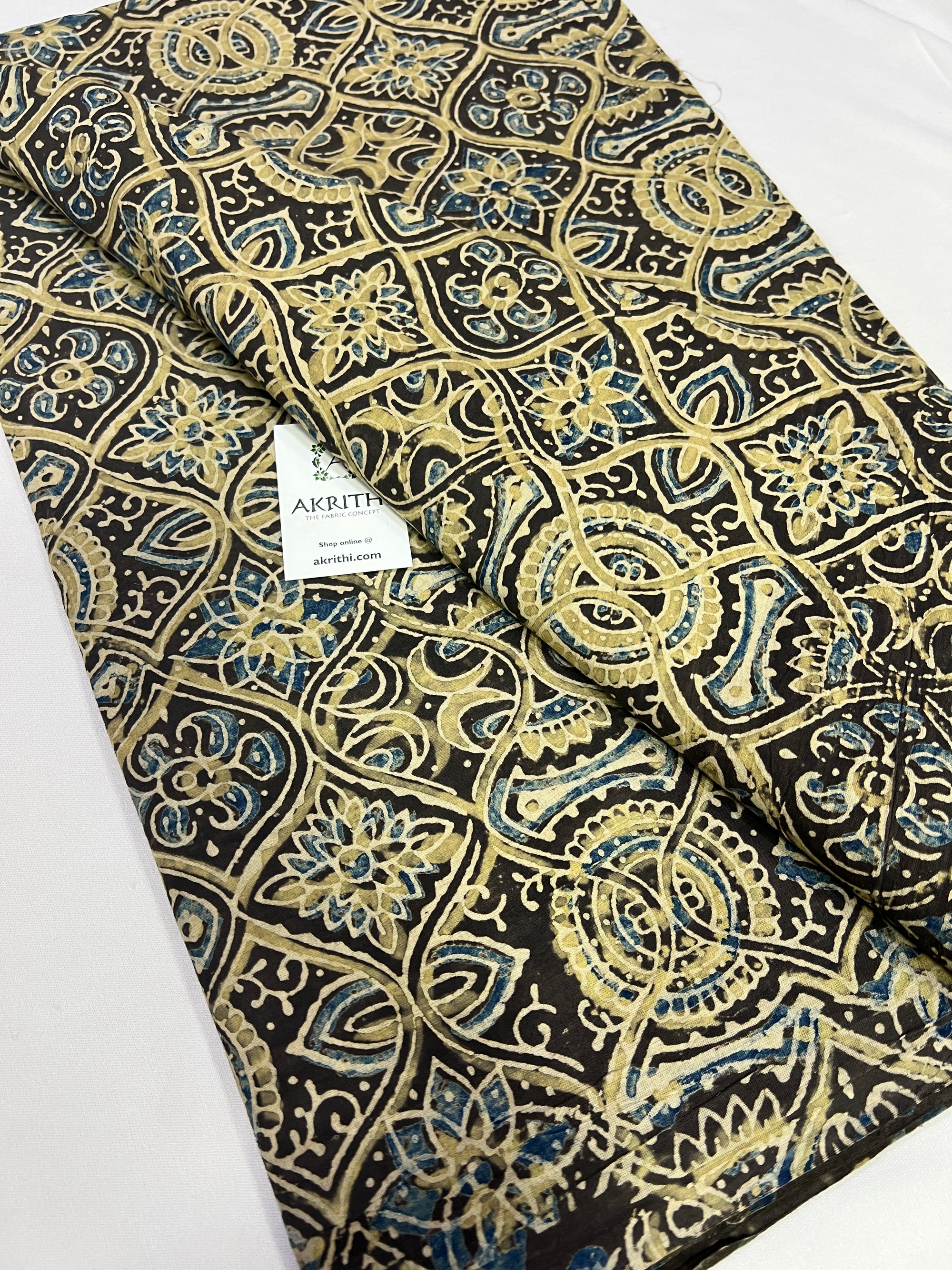 Hand block Printed ajrakh pure cotton fabric