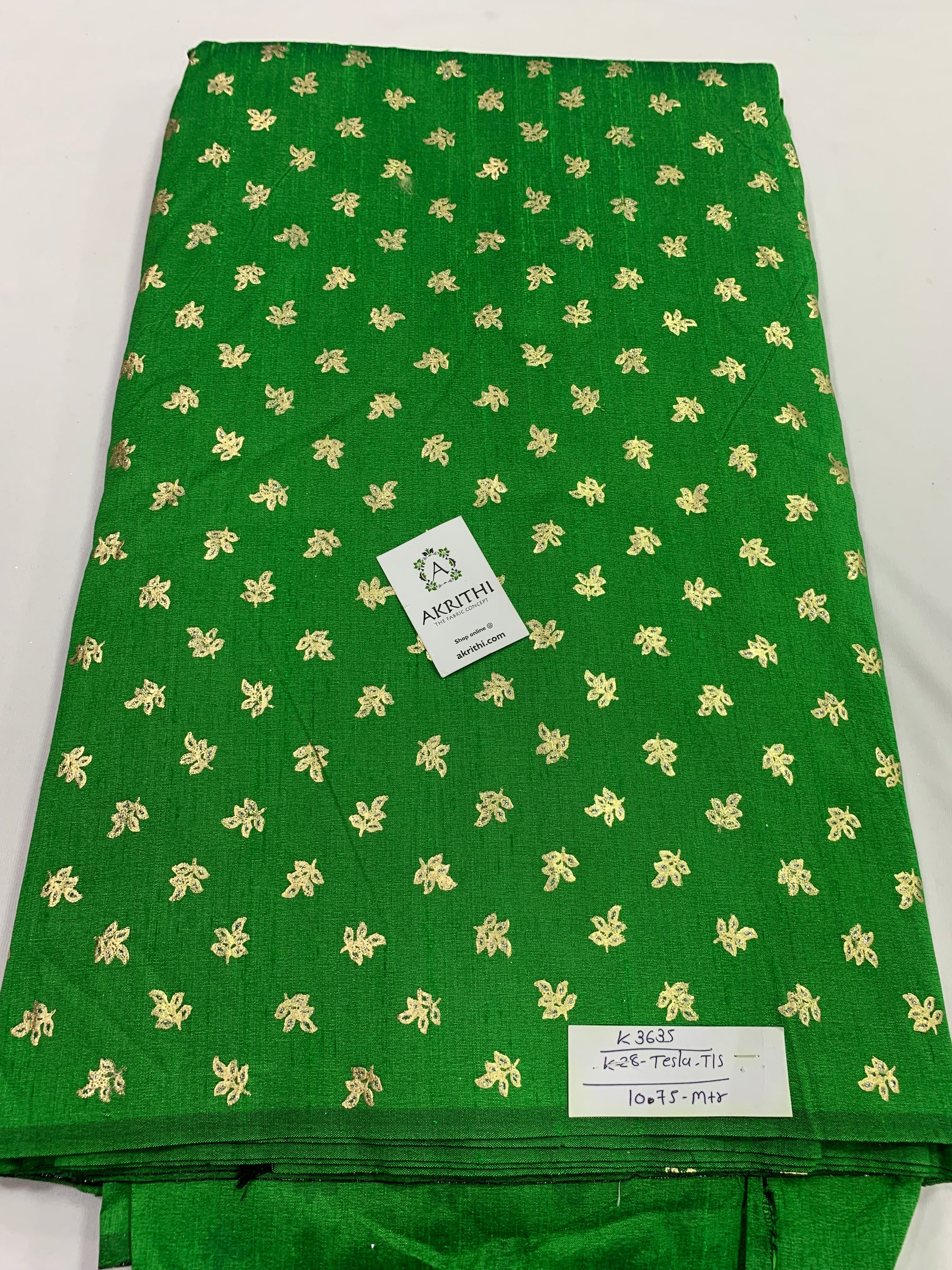 Foil printed raw silk fabric