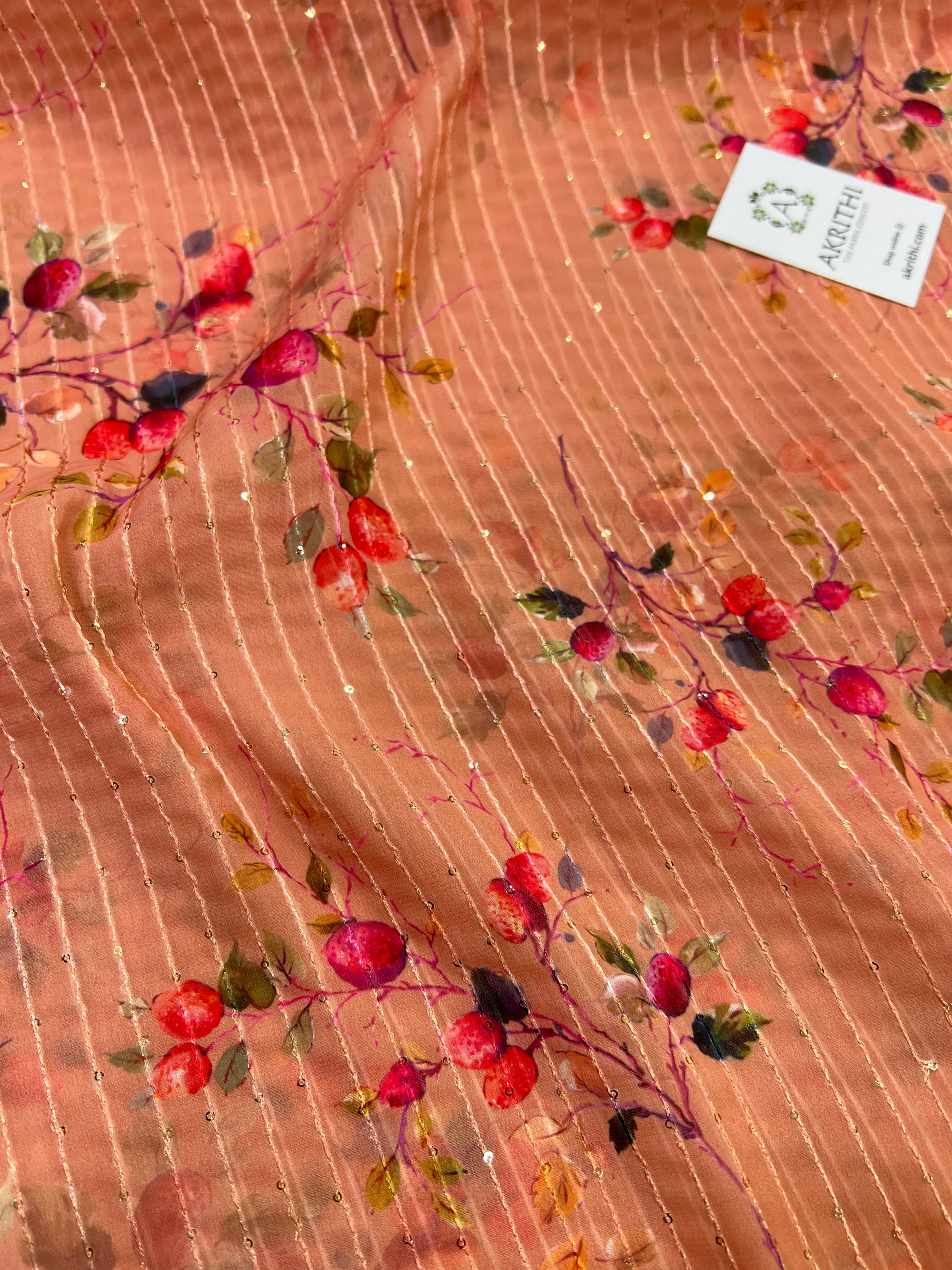 Digital printed georgette fabric with sequins work
