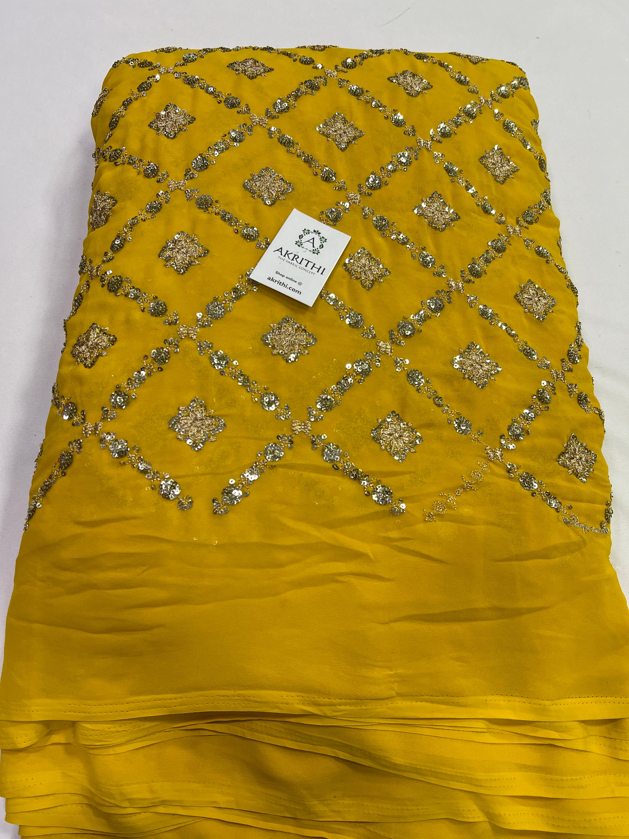 Embroidery on georgette fabric 60 CM CUT