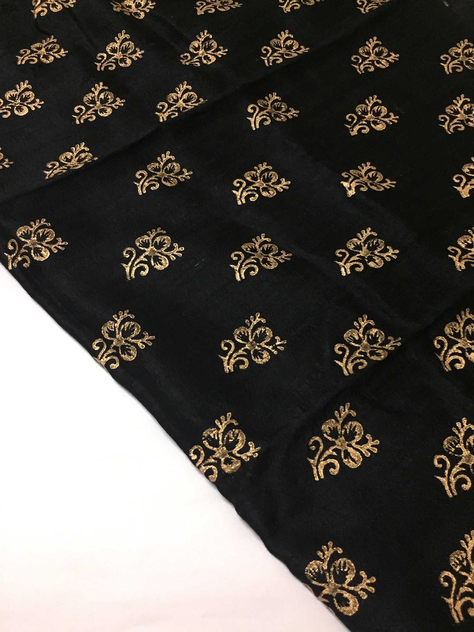 Dupion pure raw silk half and half saree with block print