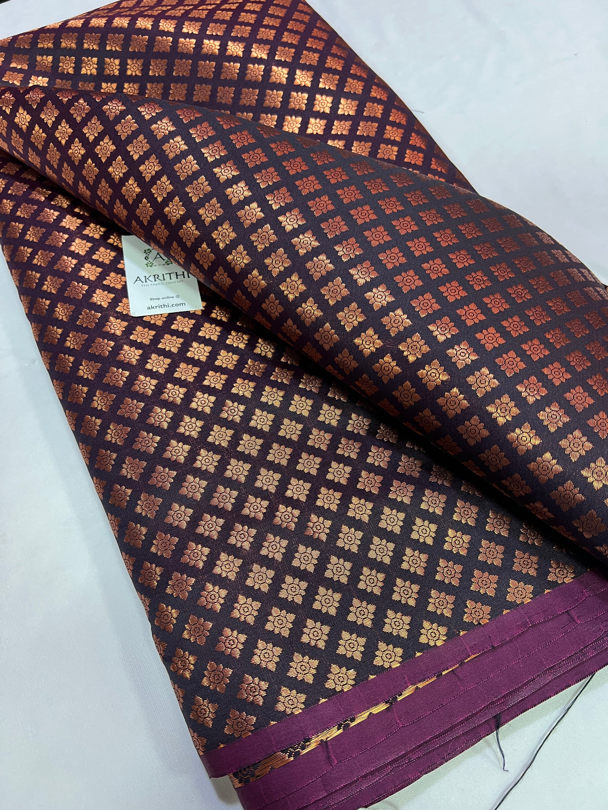 Banarasi brocade fabric with copper zari