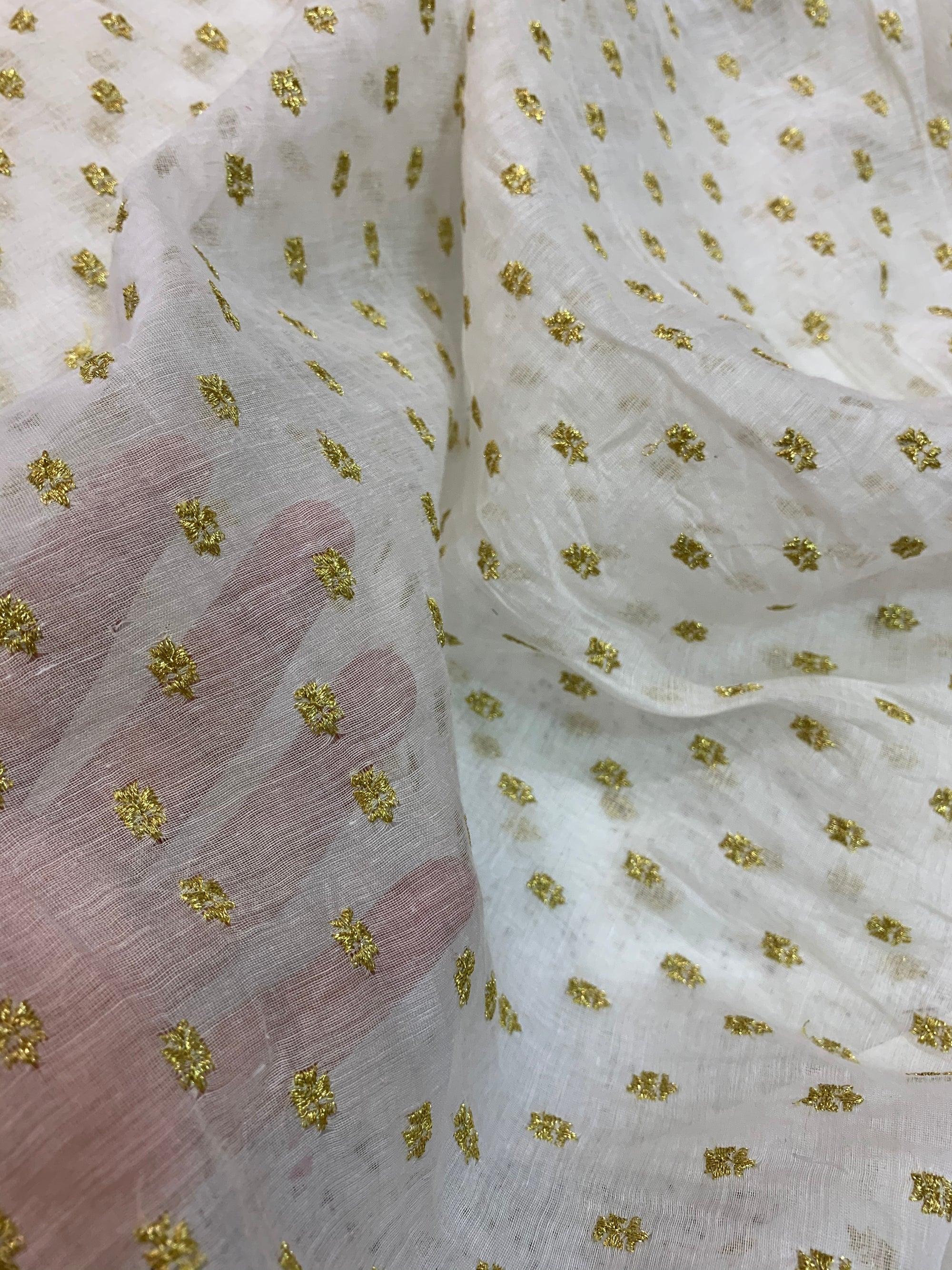 HANDLOOM MUL CHANDERI EMBROIDERED FABRIC