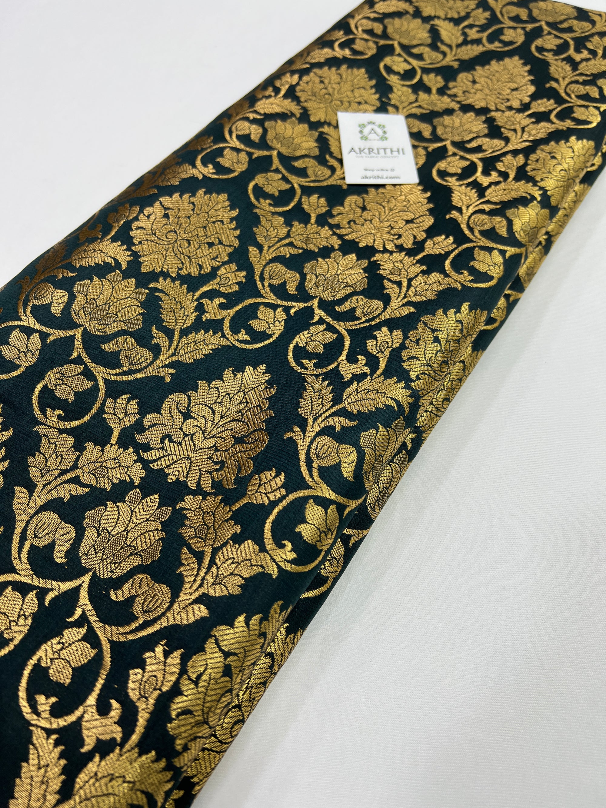 Banarasi brocade fabric dark green
