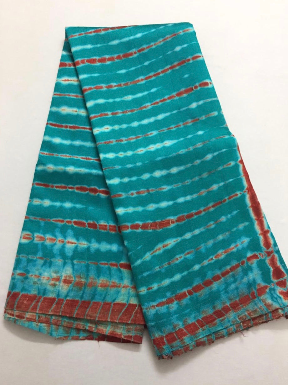 Tie and dye pure raw silk saree