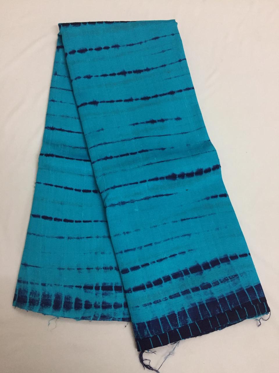 Shibori tie and dye pure raw silk fabric
