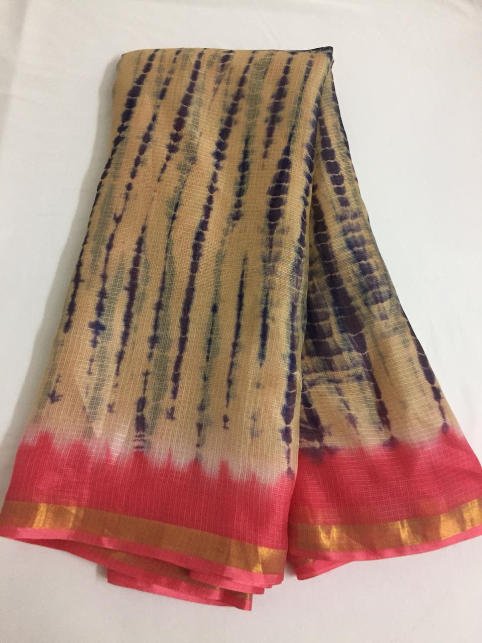 Tie and dye pure kota silk saree
