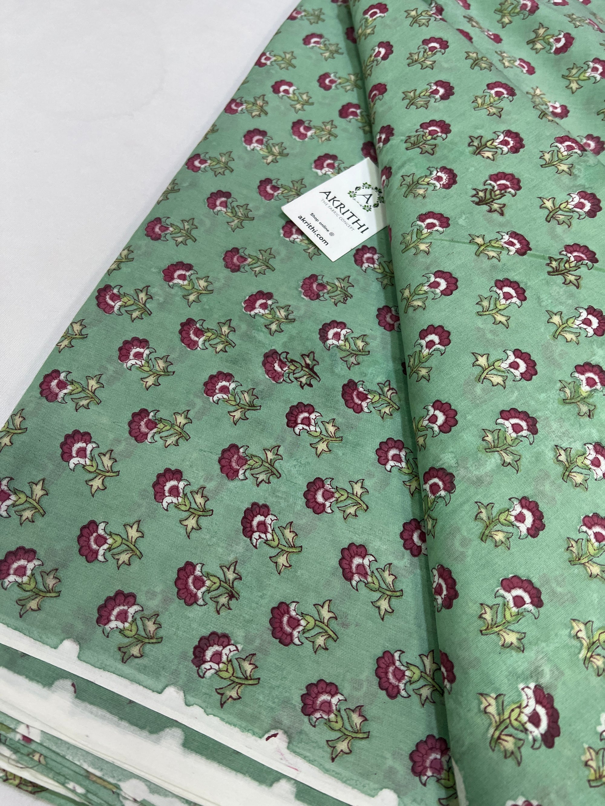 Hand block Printed pure mul cotton fabric