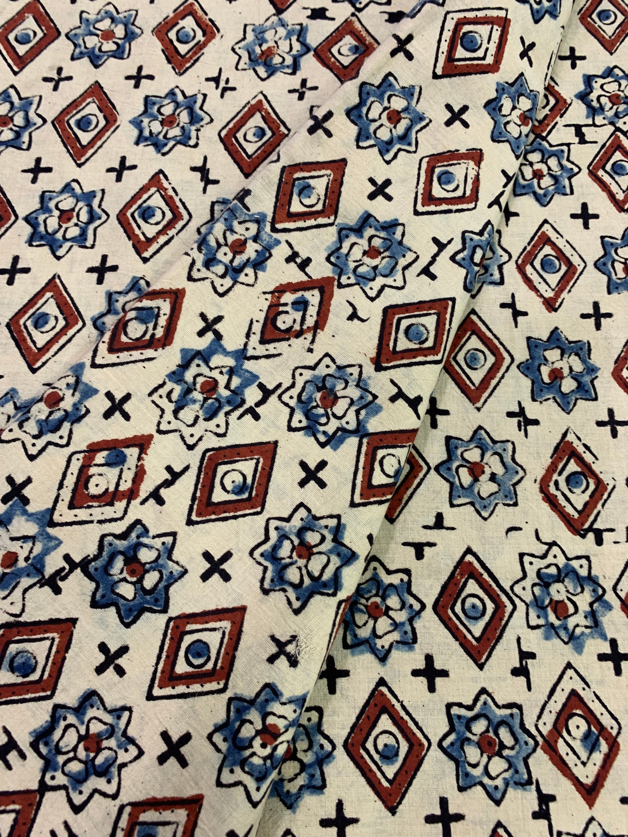Ajrakh hand block pure cotton fabric